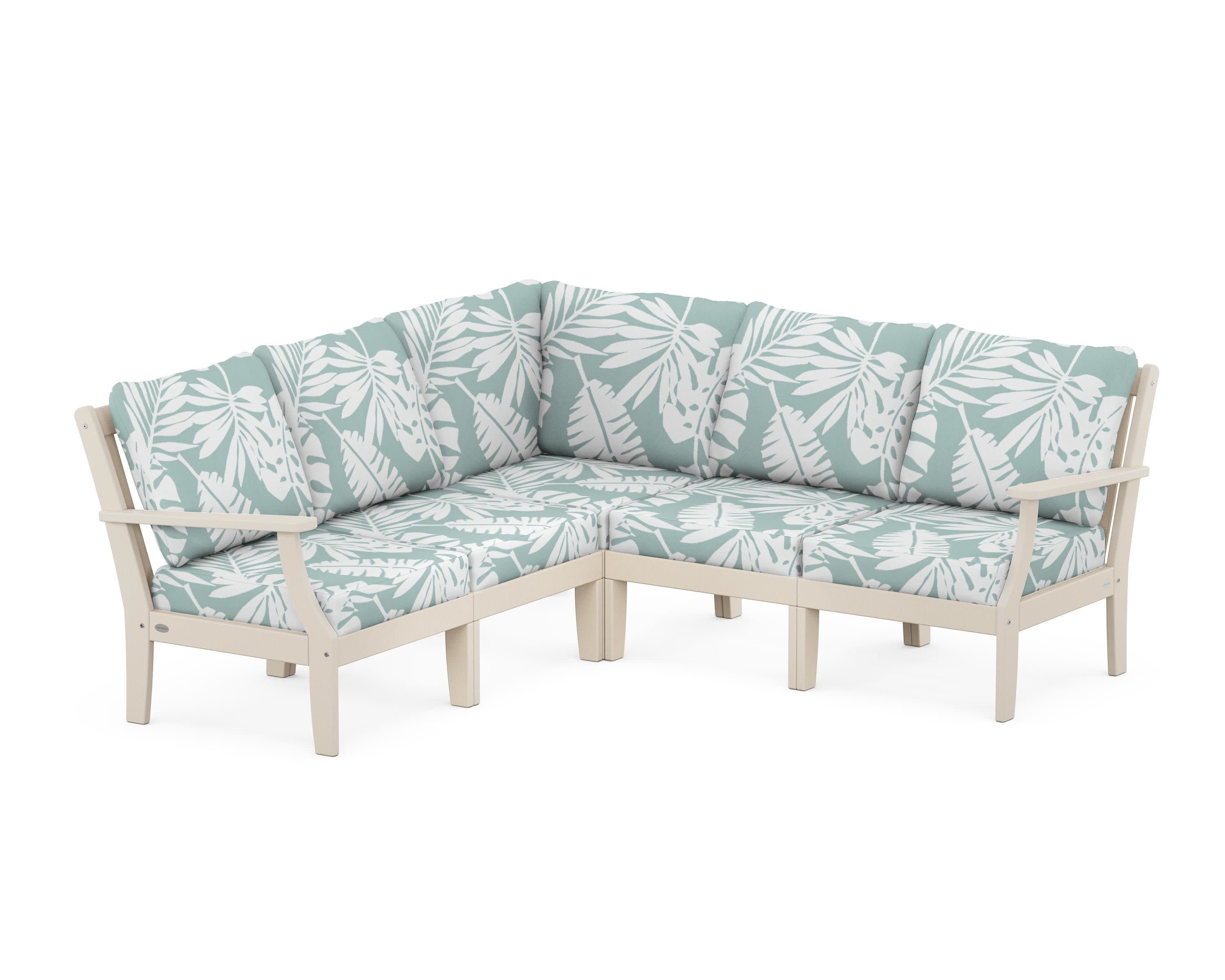 Braxton Modular 5-Piece Deep Seating Set in Sand / Leaf Glacier Spa