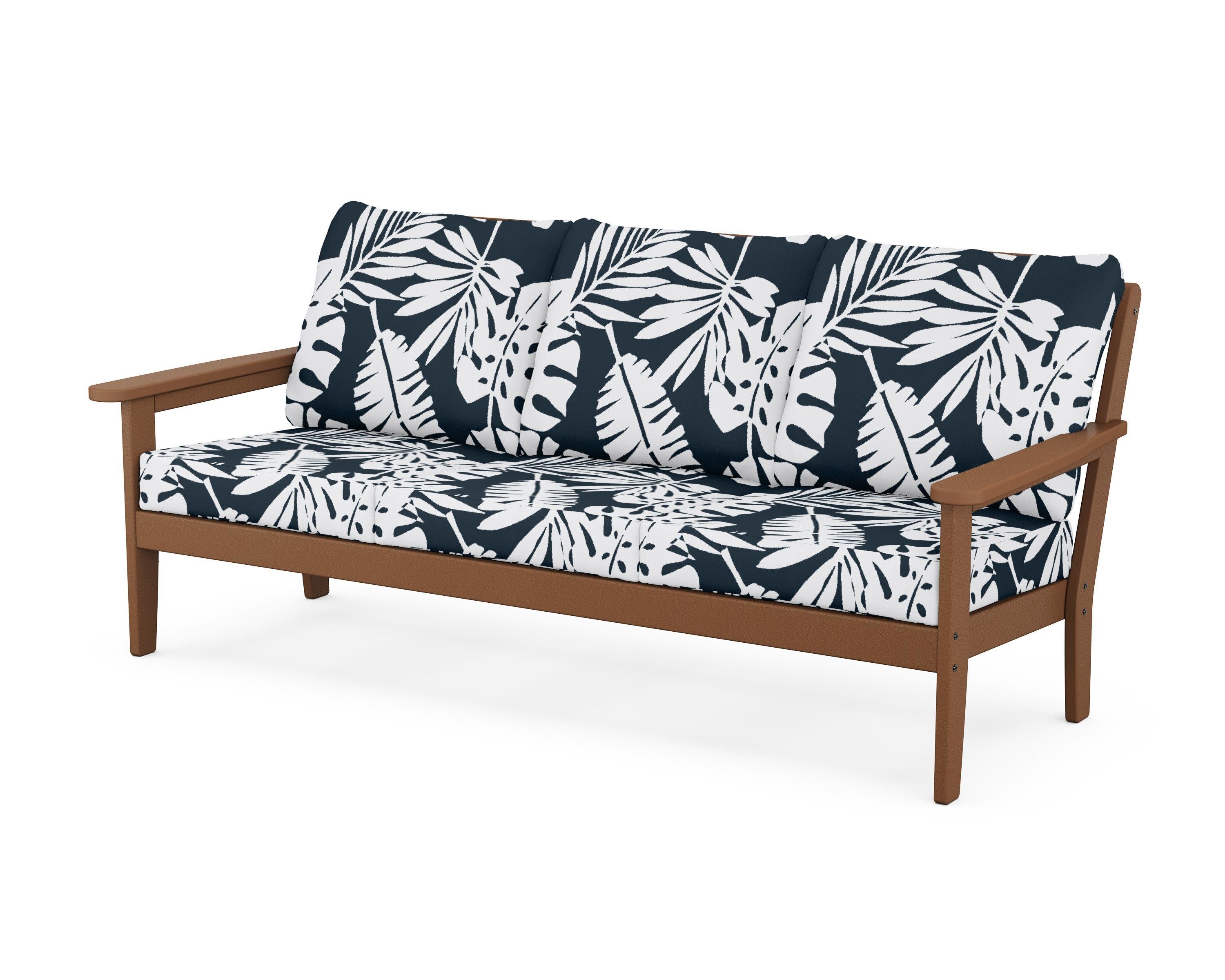 Cottage Deep Seating Sofa in Teak / Leaf Marine Indigo