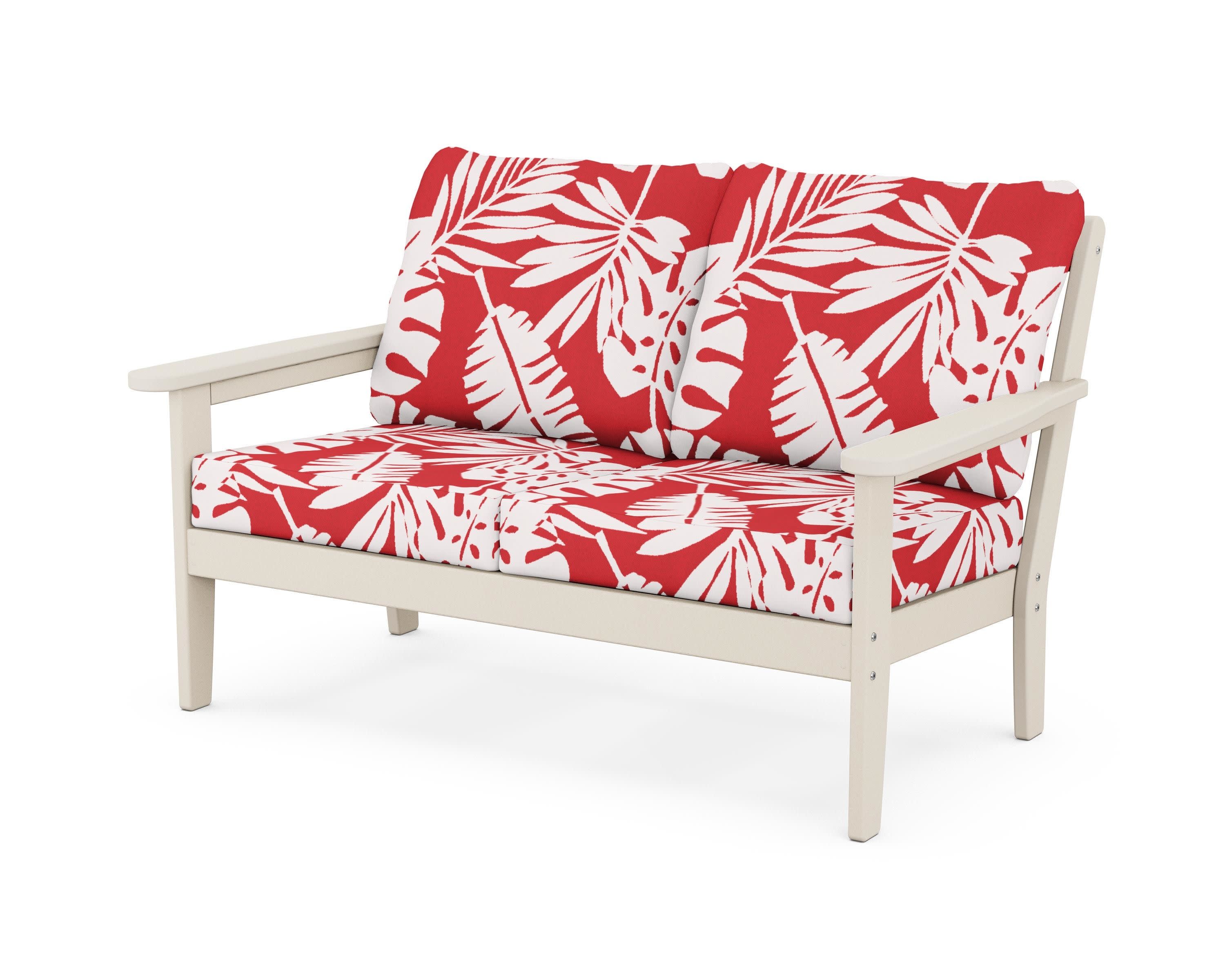 Cottage Deep Seating Loveseat in Sand / Leaf Crimson