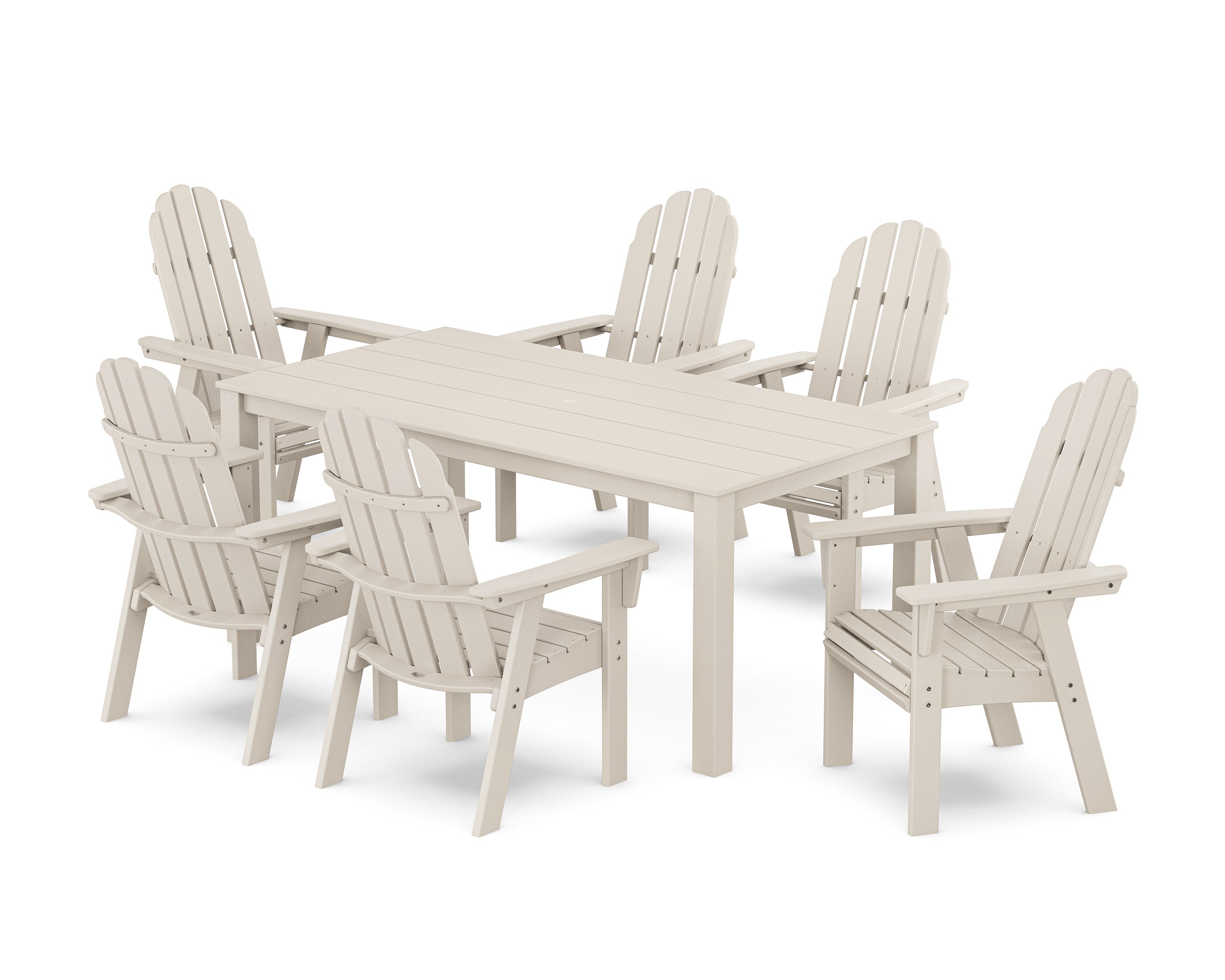 Vineyard Curveback Adirondack 7-Piece Parsons Dining Set in Sand