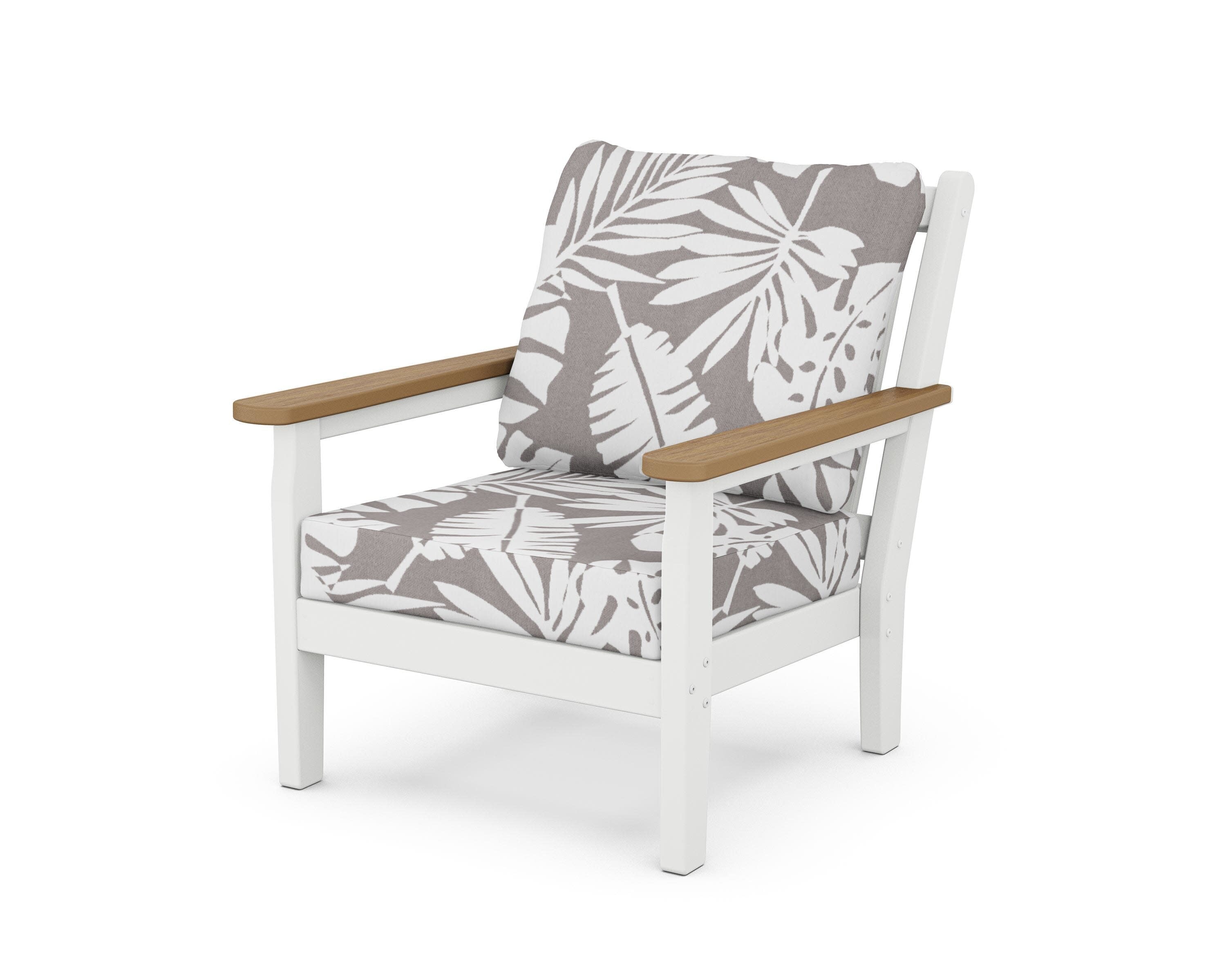 Chippendale Deep Seating Chair in White / Natural / Leaf Grey Mist