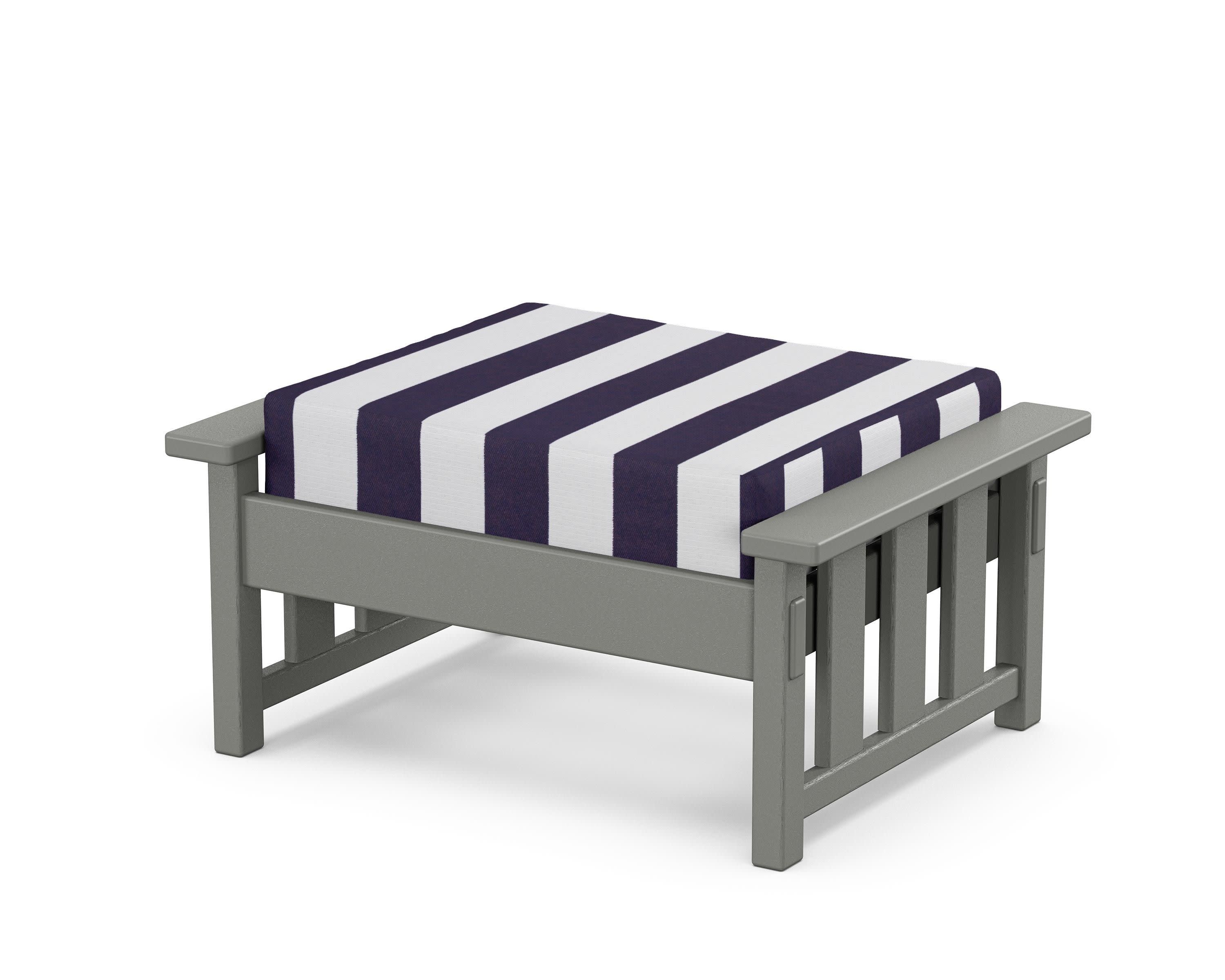 Acadia Deep Seating Ottoman in Slate Grey / Cabana Stripe Navy