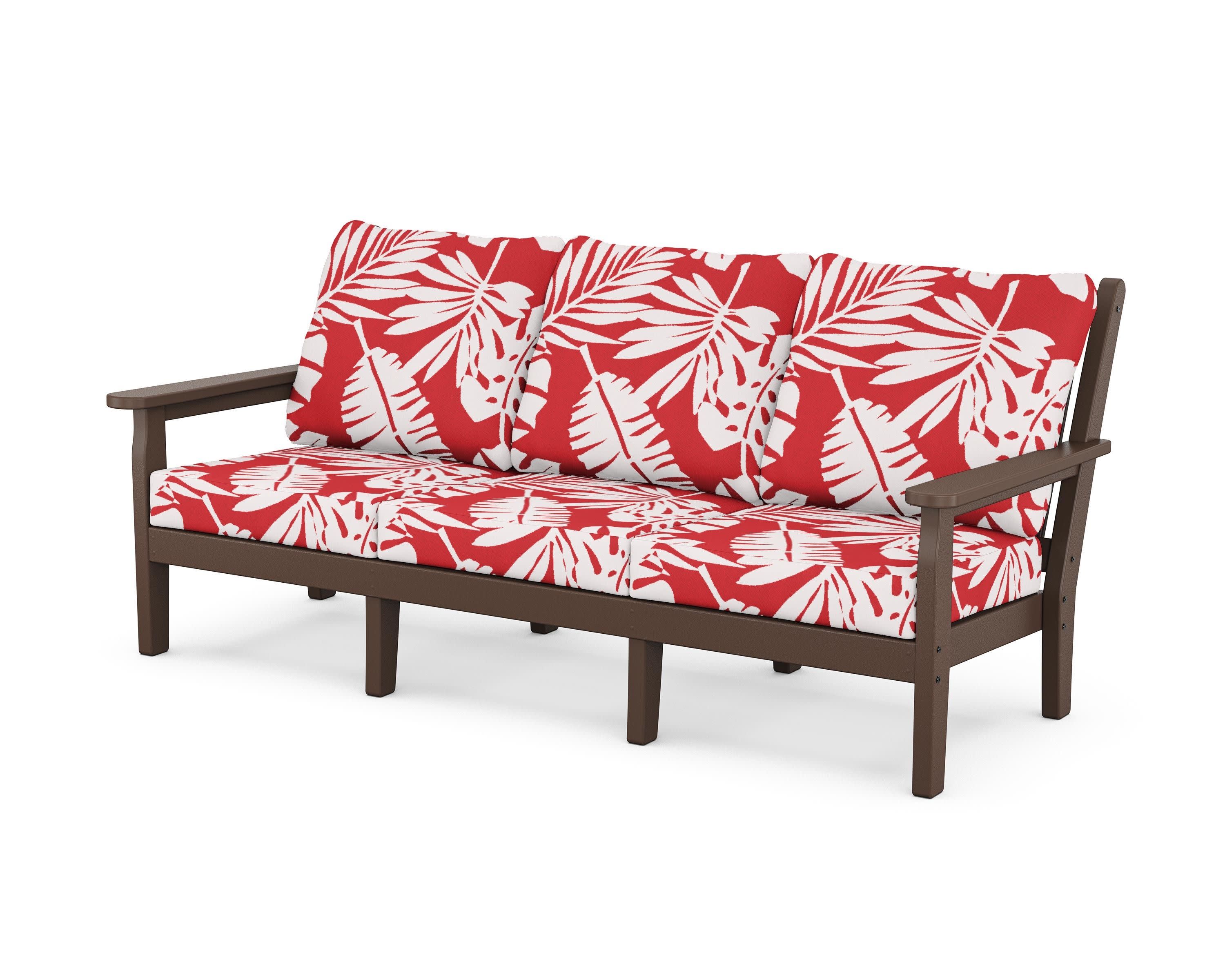 Chippendale Deep Seating Sofa in Mahogany / Leaf Crimson
