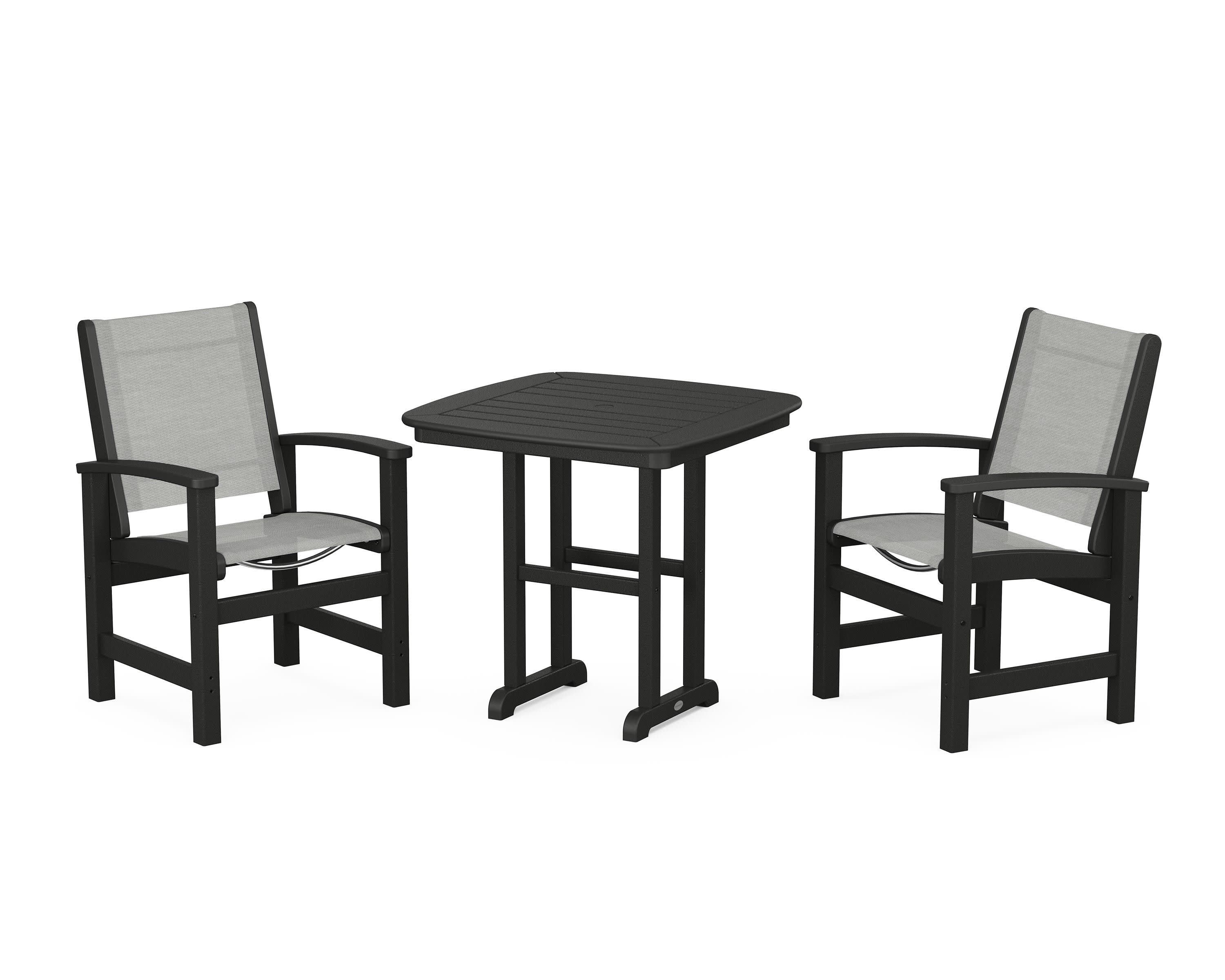 Coastal 3-Piece Dining Set in Black / Metallic Sling