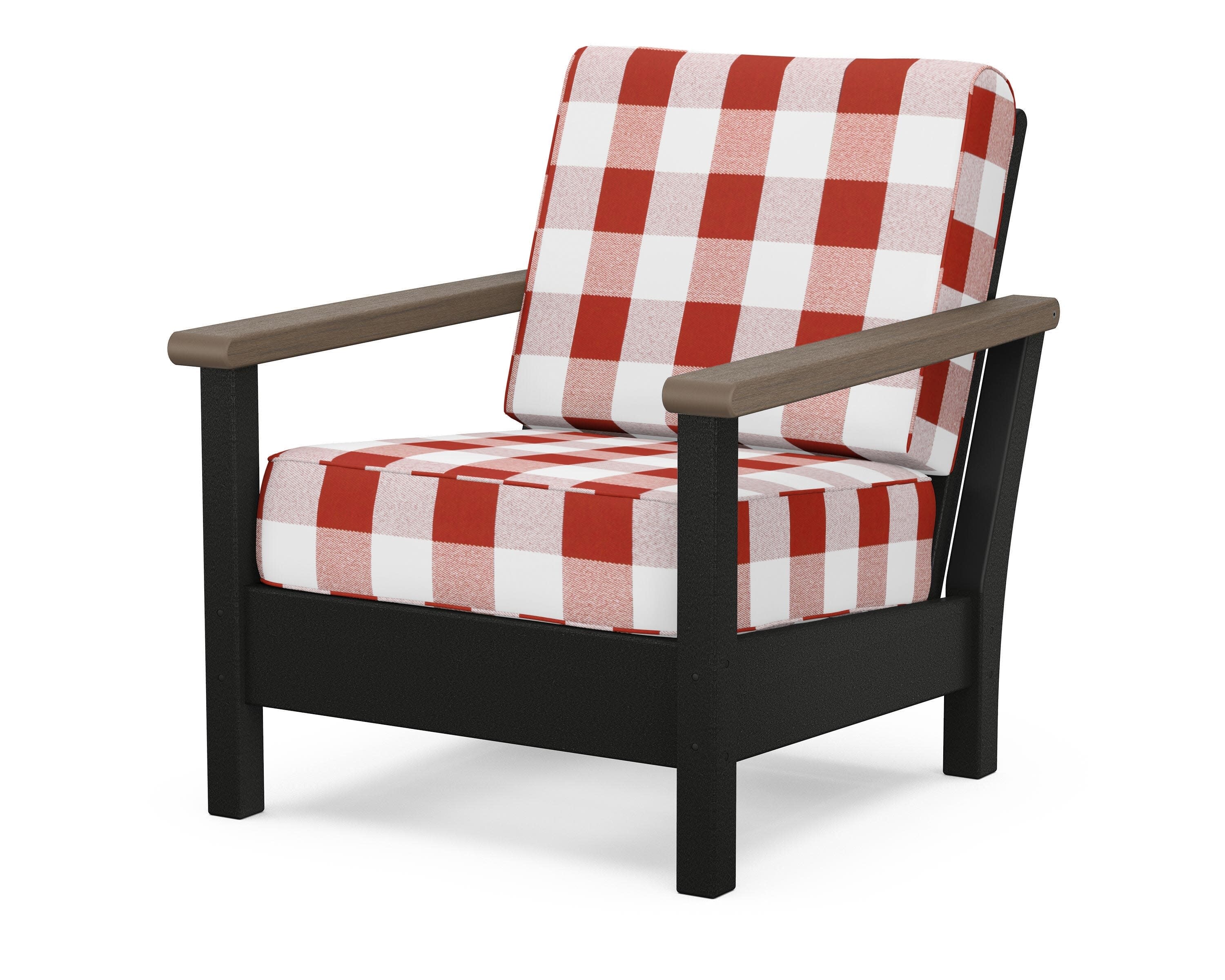 Harbour Deep Seating Chair in Black / Kona / Buffalo Plaid Crimson