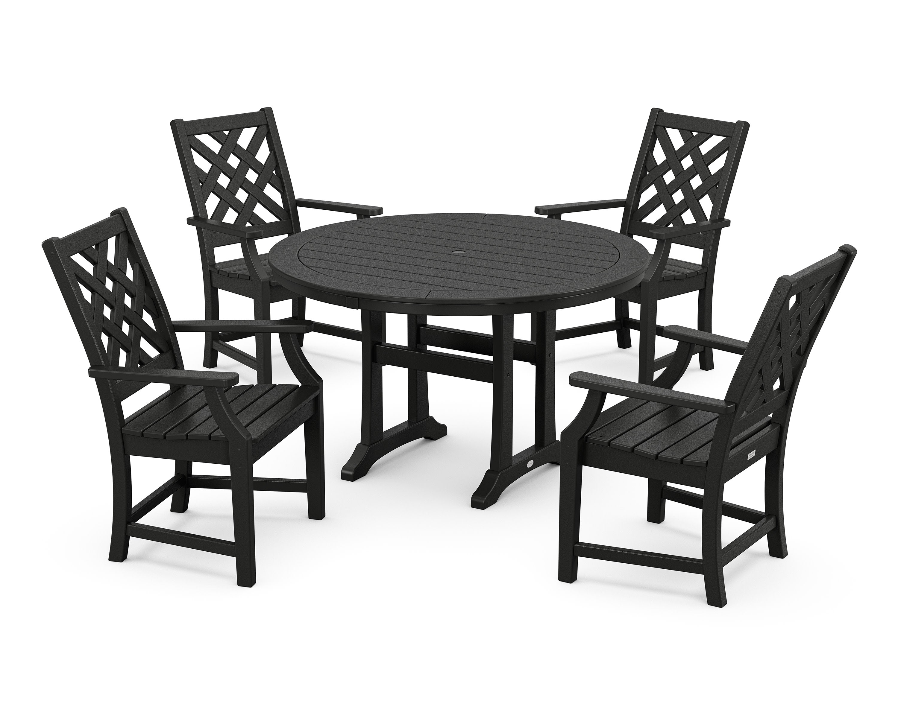 Wovendale 5-Piece Round Dining Set with Trestle Legs in Black