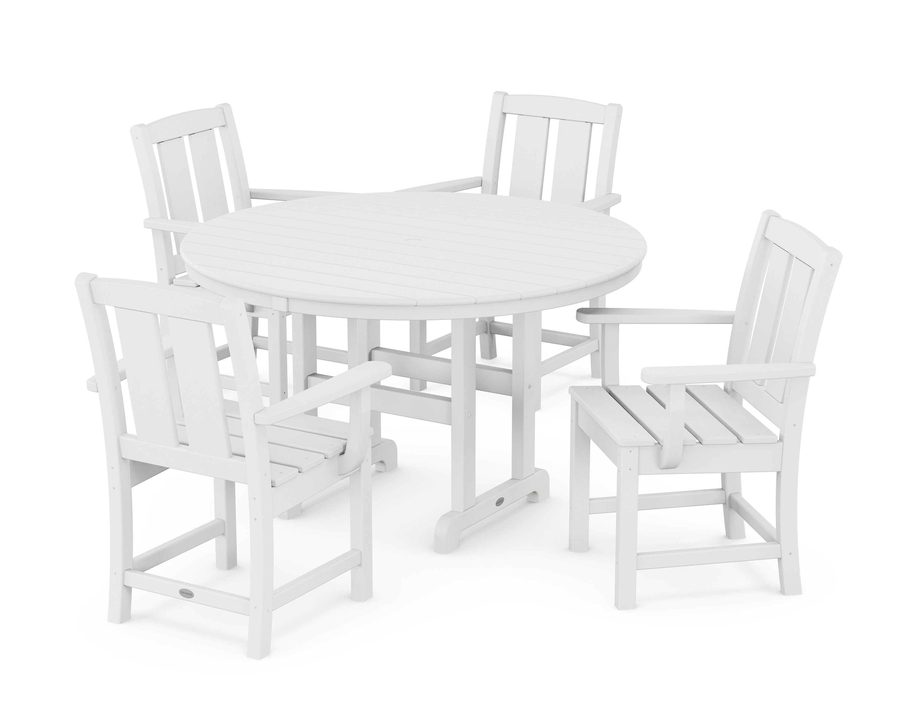 Mission 5-Piece Round Farmhouse Dining Set in White