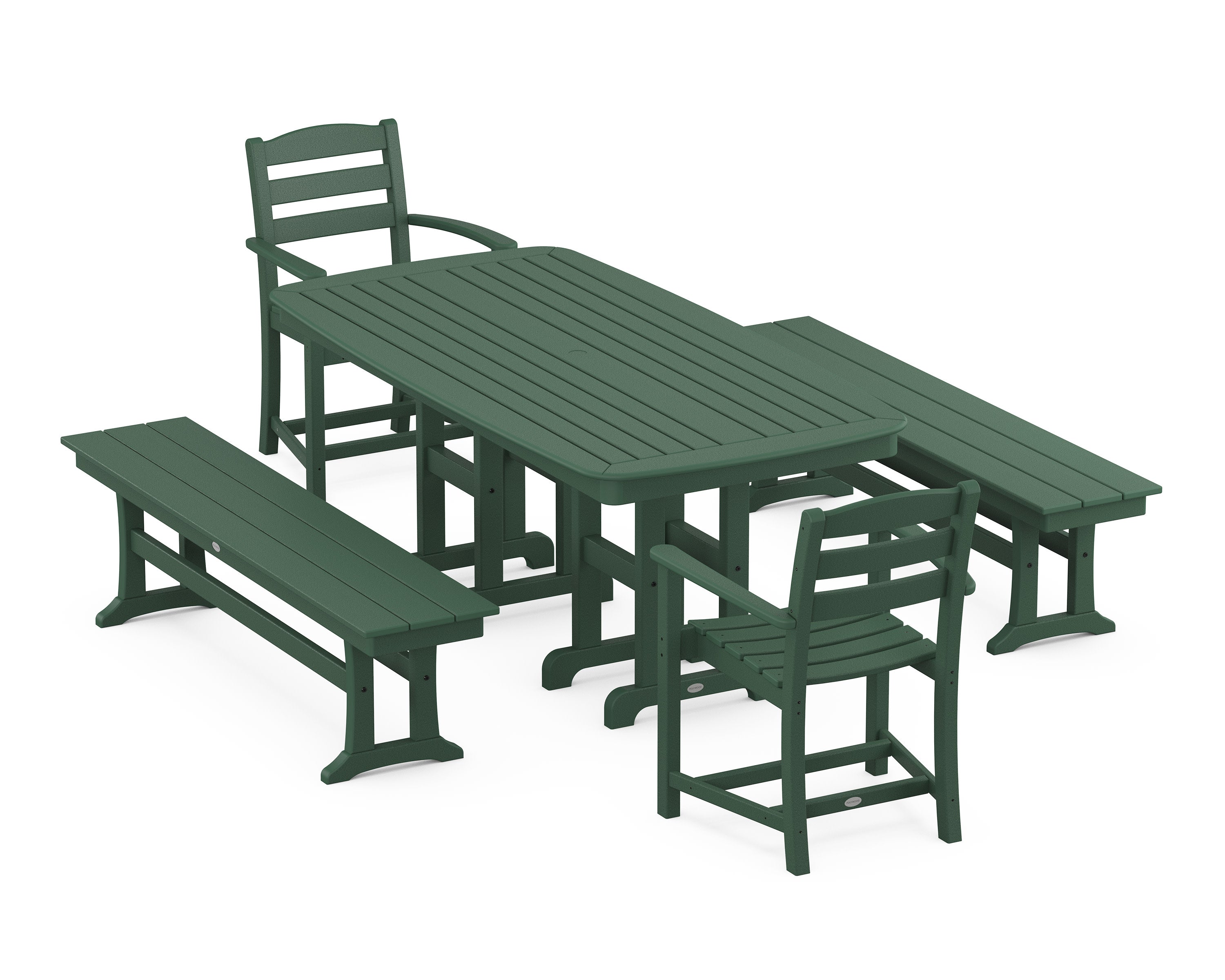 La Casa Caf 5-Piece Dining Set with Benches in Green