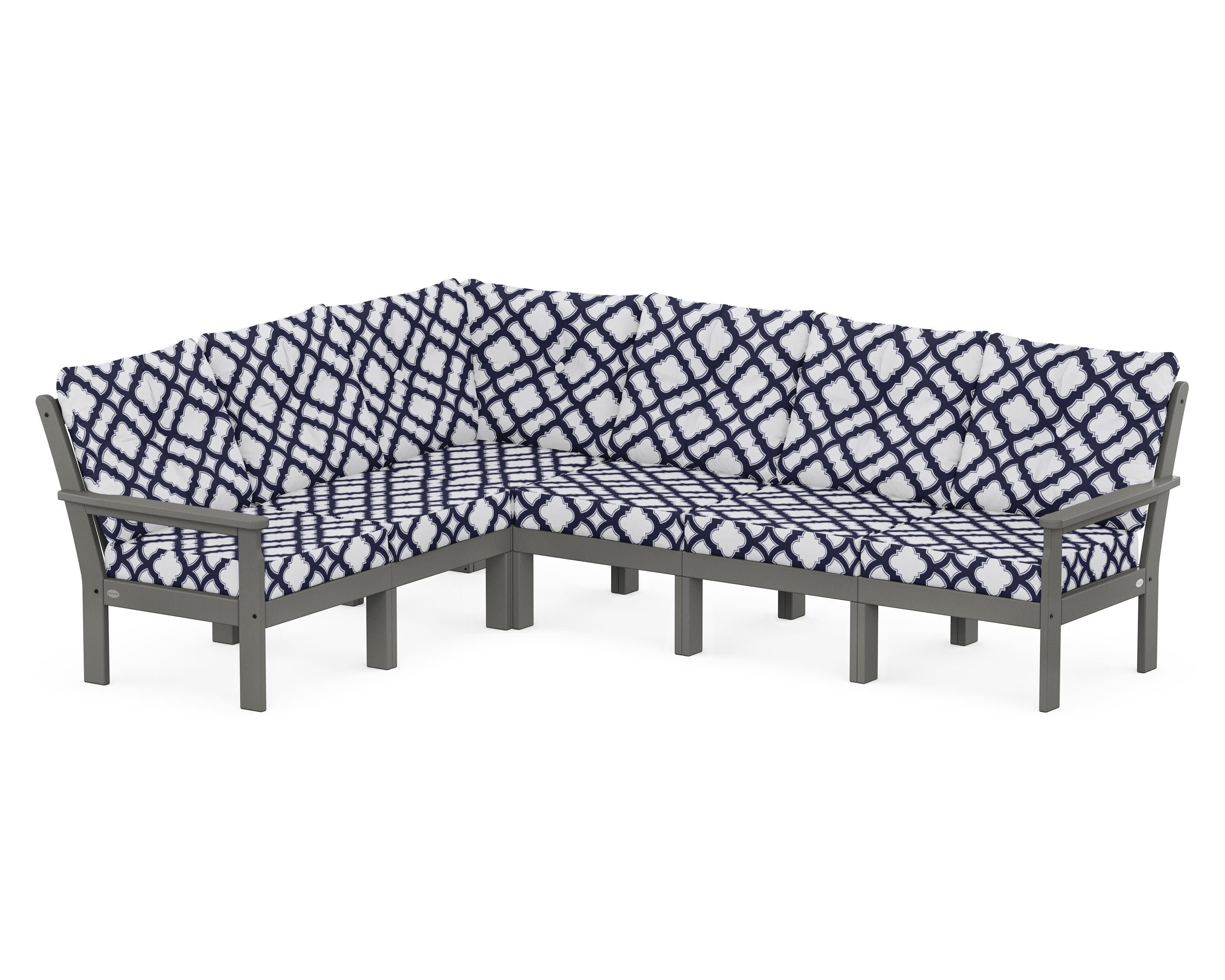 Vineyard 6-Piece Sectional in Slate Grey / Trellis Navy