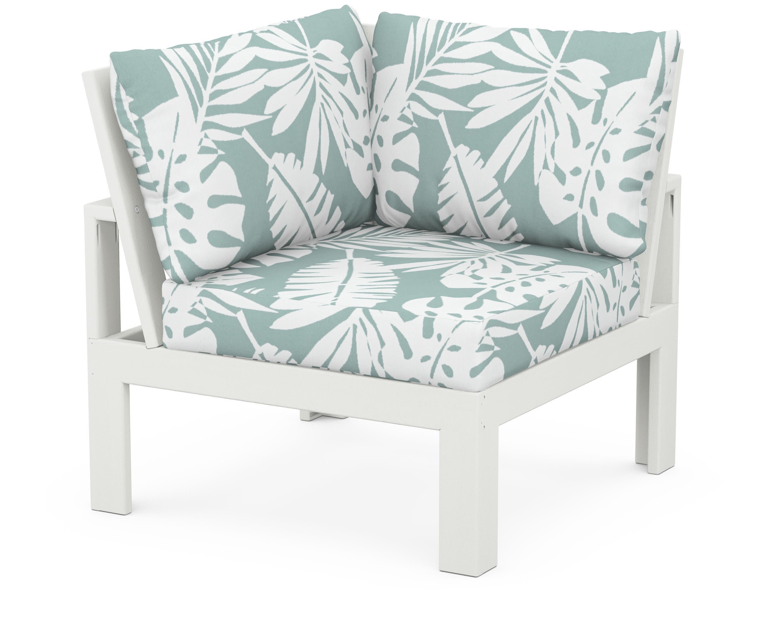 Modular Corner Chair in Vintage White / Leaf Glacier Spa