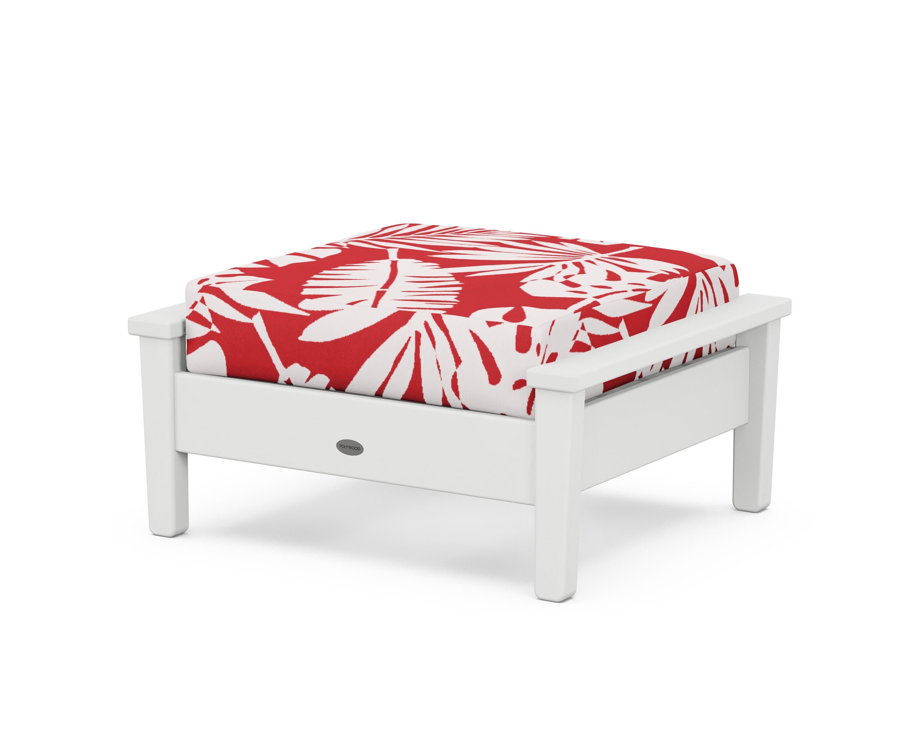 Prescott Deep Seating Ottoman in White / Leaf Crimson