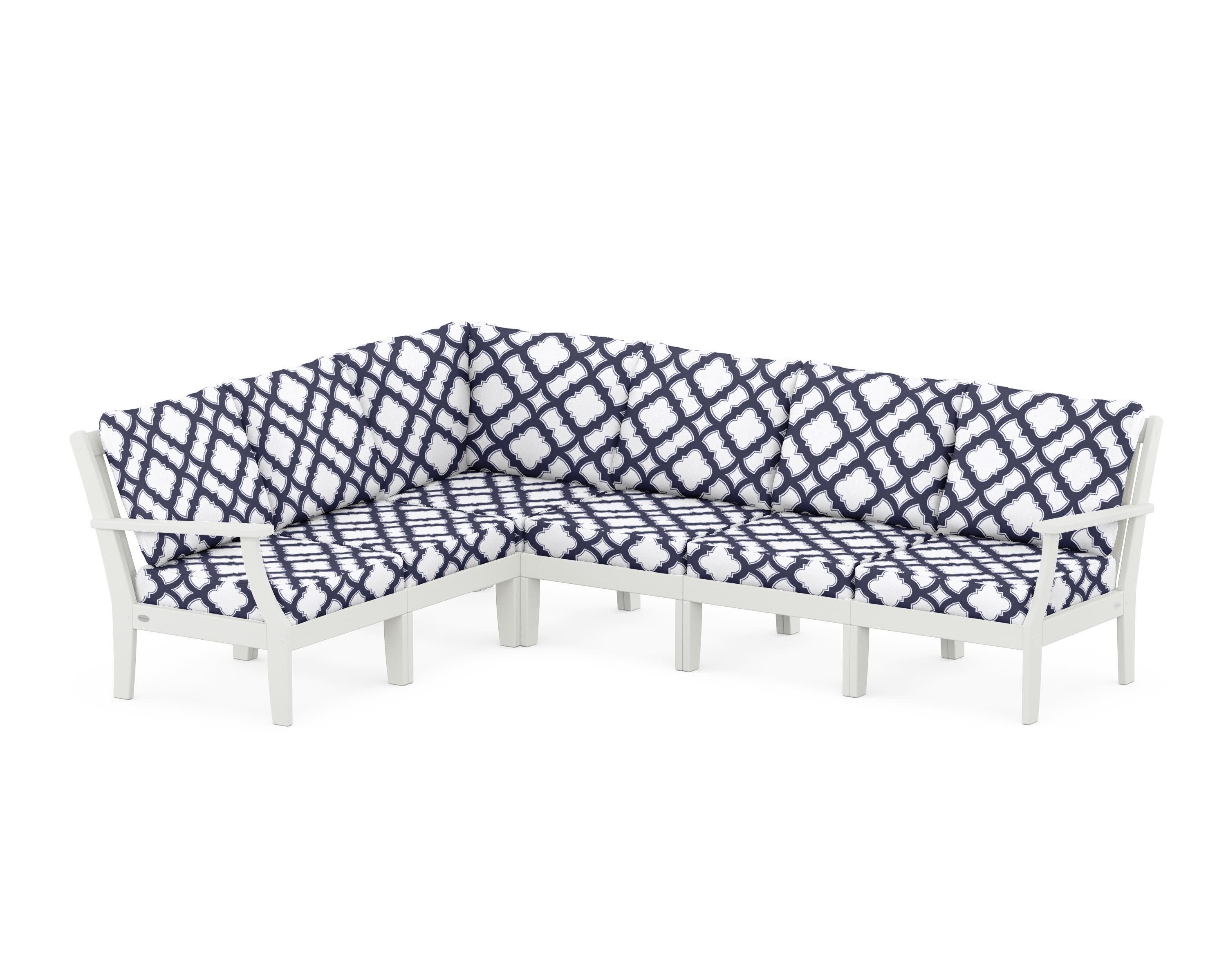 Braxton Modular 6-Piece Deep Seating Set in Vintage White / Trellis Navy