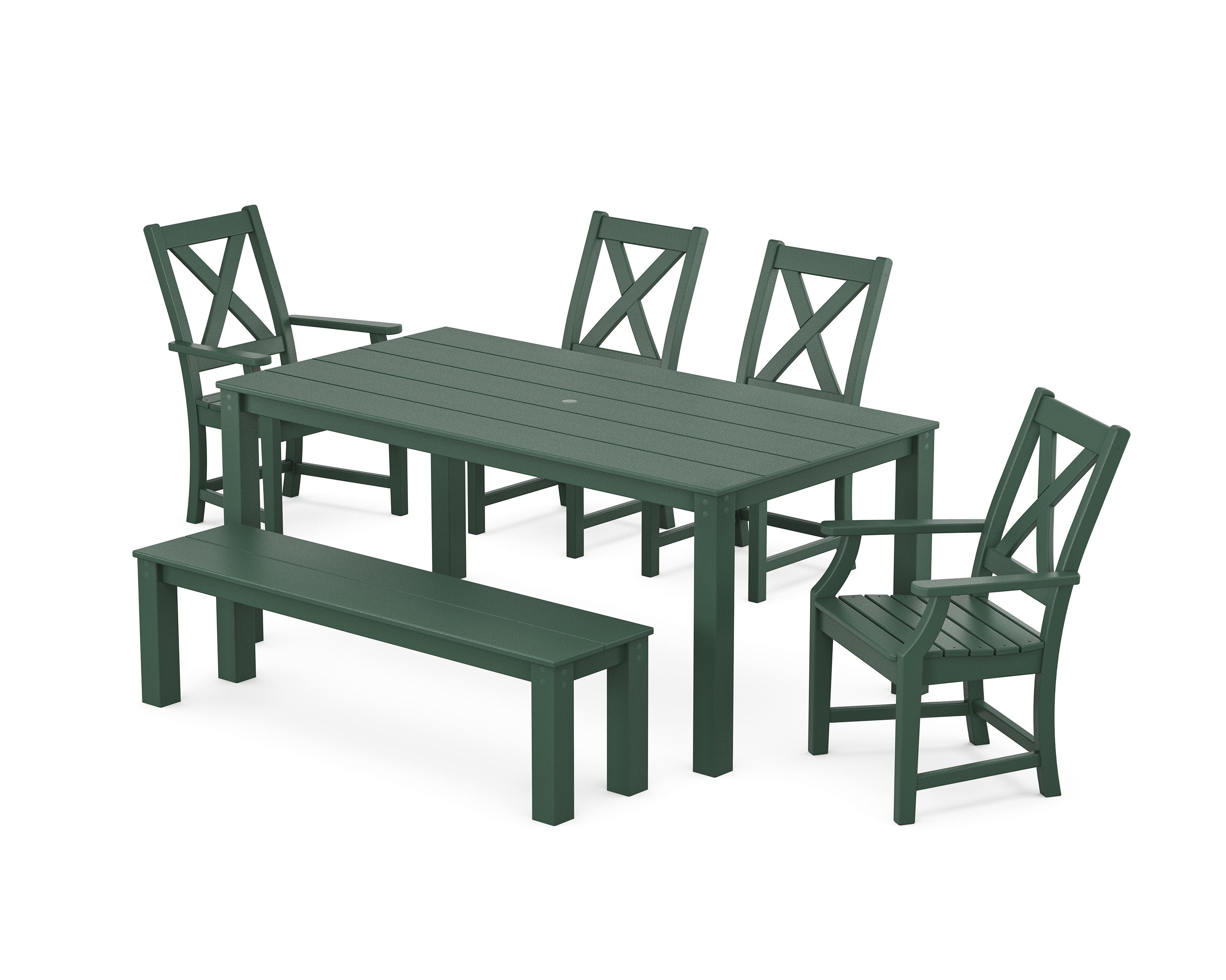 Braxton 6-Piece Parsons Dining Set with Bench in Green