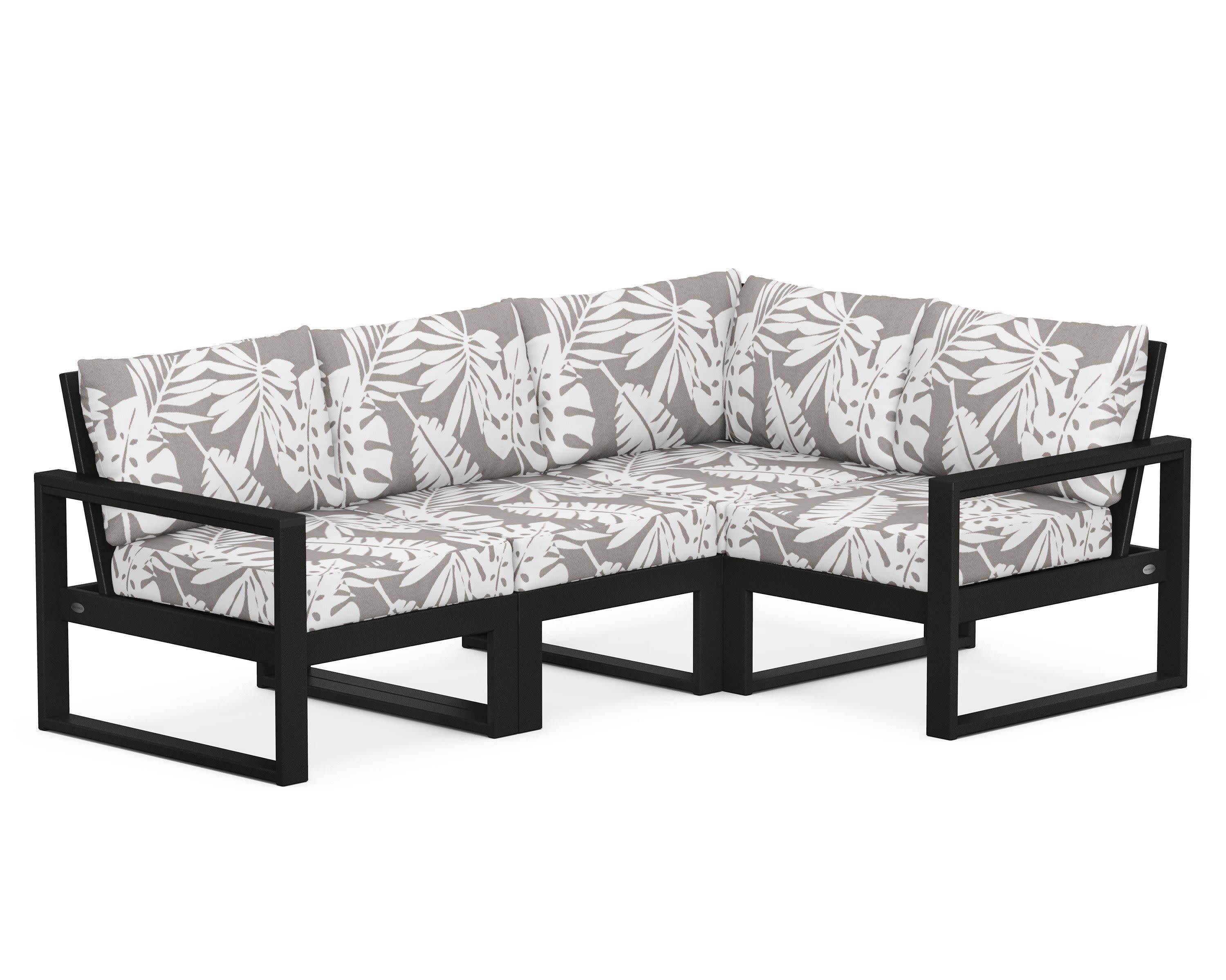 EDGE 4-Piece Modular Deep Seating Set in Black / Leaf Grey Mist