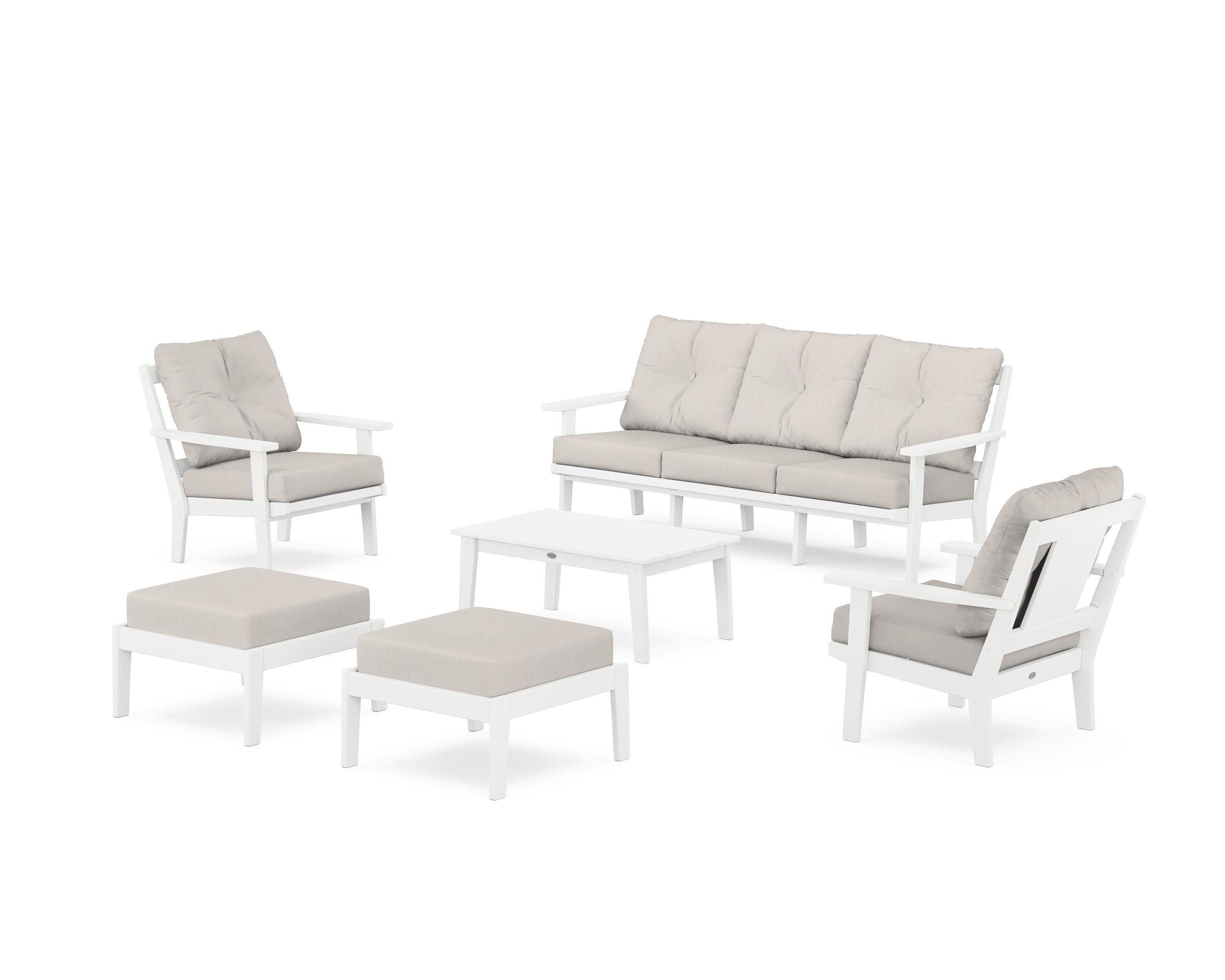 Prairie 6-Piece Lounge Sofa Set in White / Cast Ash