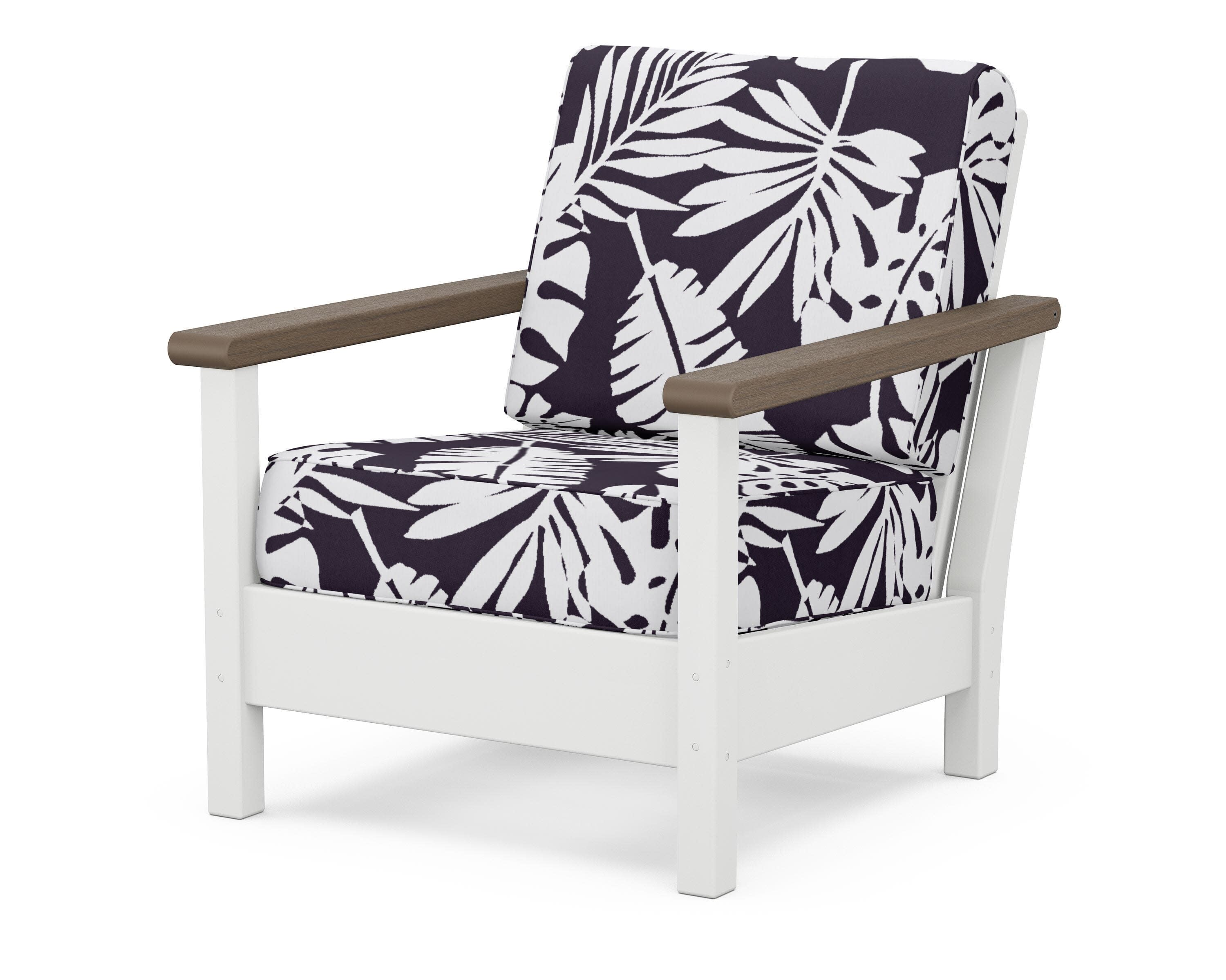 Harbour Deep Seating Chair in White / Kona / Leaf Navy