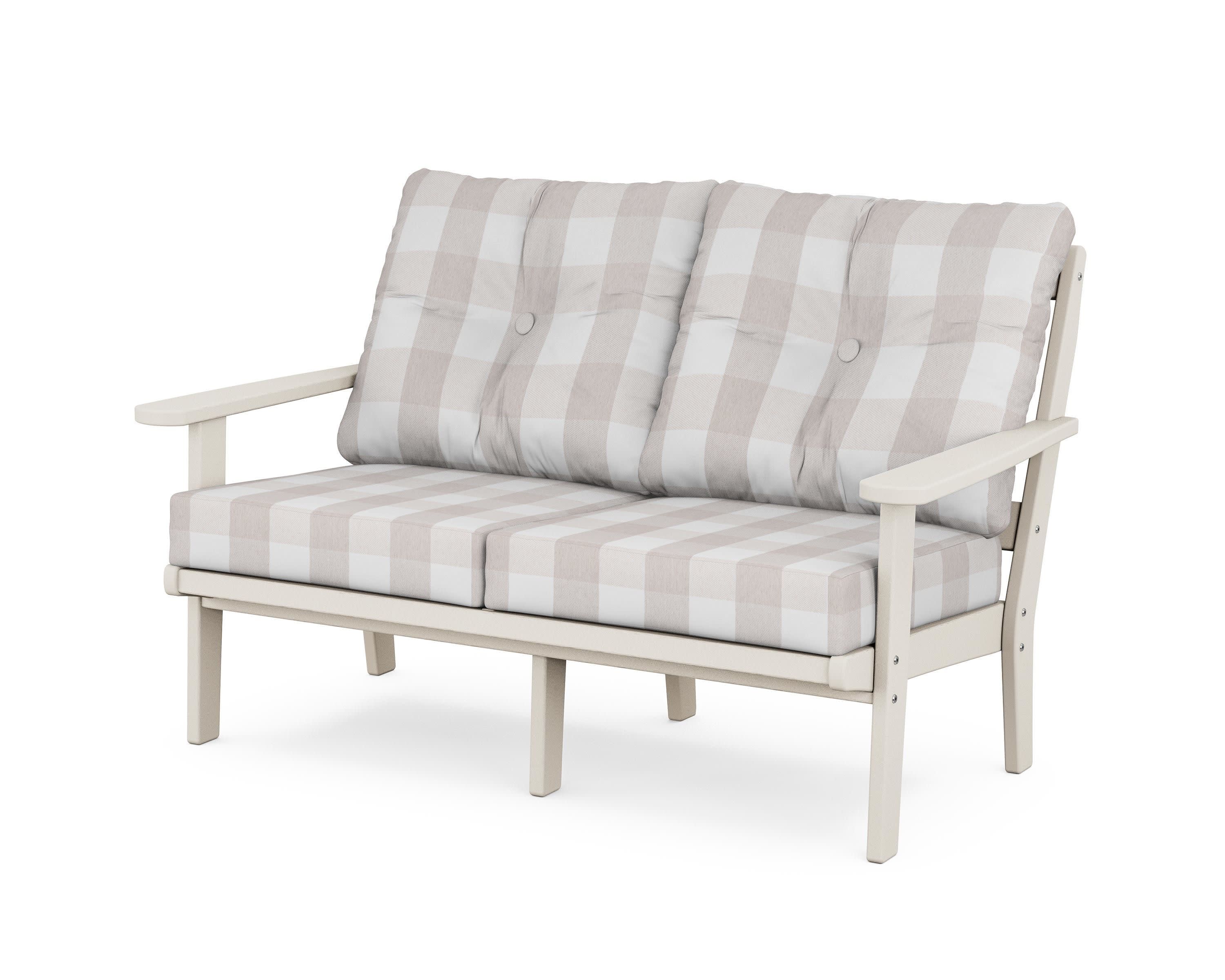 Mission Deep SeatingLoveseat in Sand / Buffalo Plaid Dune Burlap