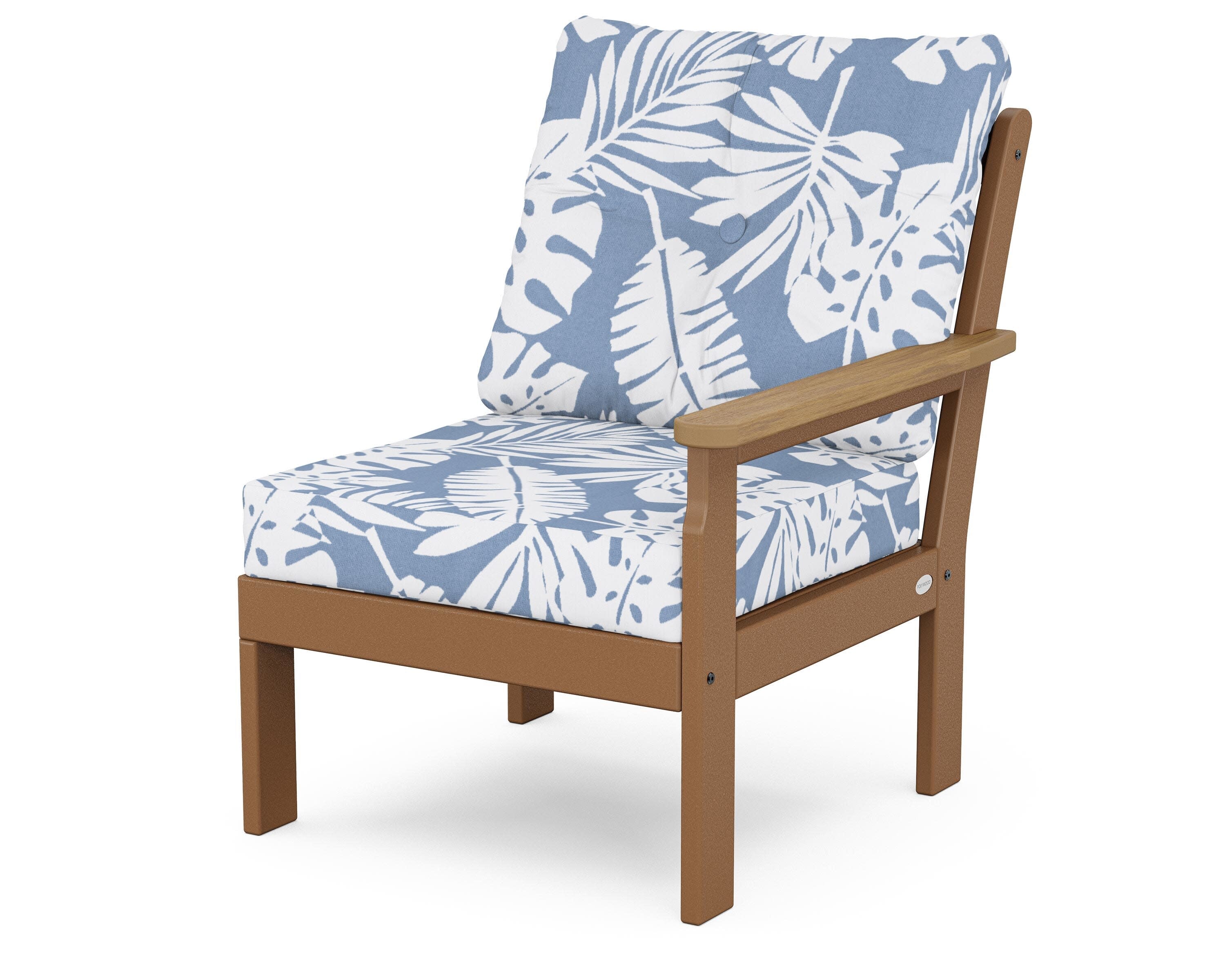 Vineyard Modular Right Arm Chair in Teak / Natural / Leaf Sky Blue