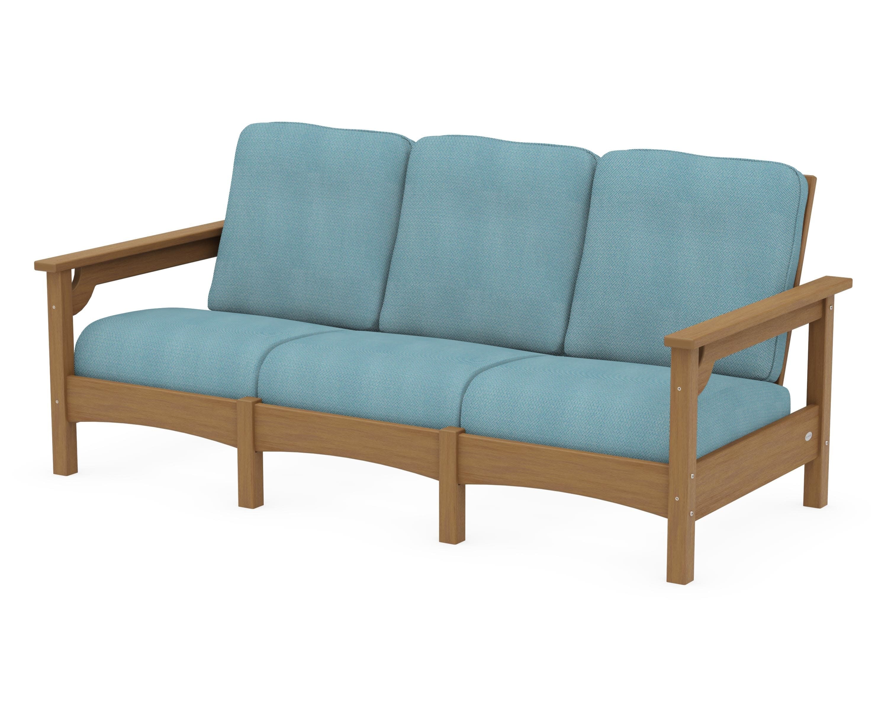 Club Sofa in Natural / Lattice Sky Blue