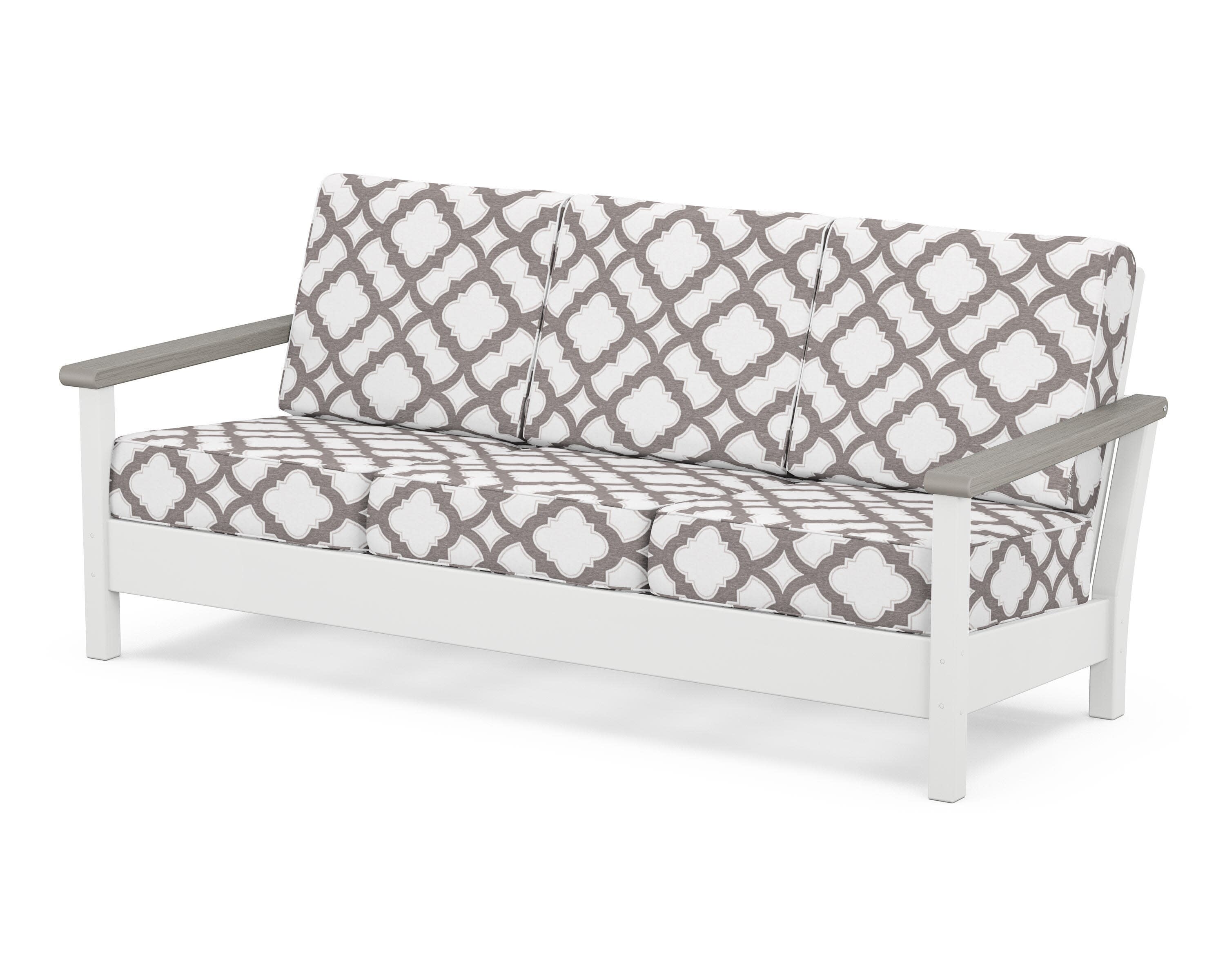 Harbour Deep Seating Sofa in White / Driftwood / Trellis Grey Mist
