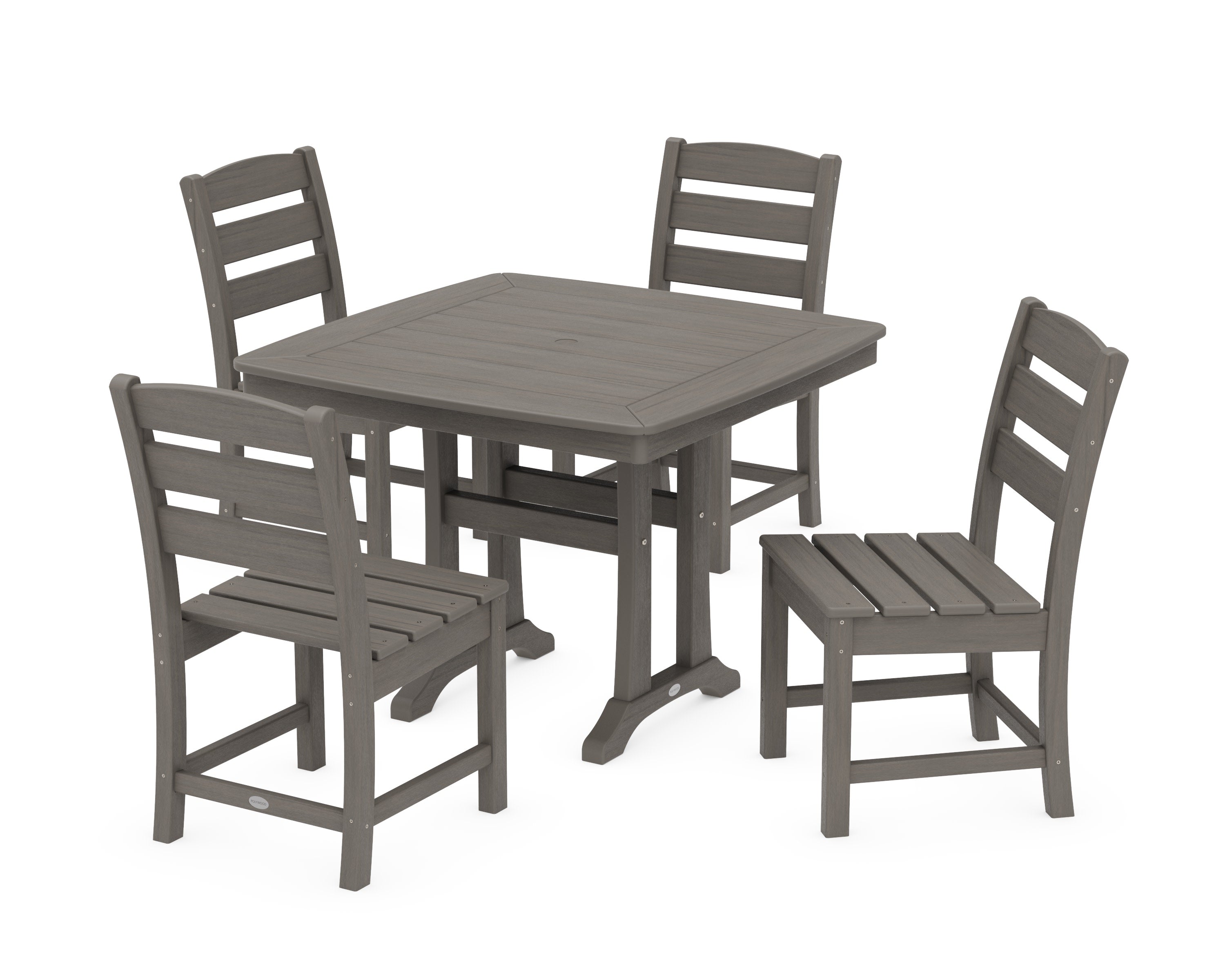 Lakeside Side Chair 5-Piece Dining Set with Trestle Legs in Driftwood