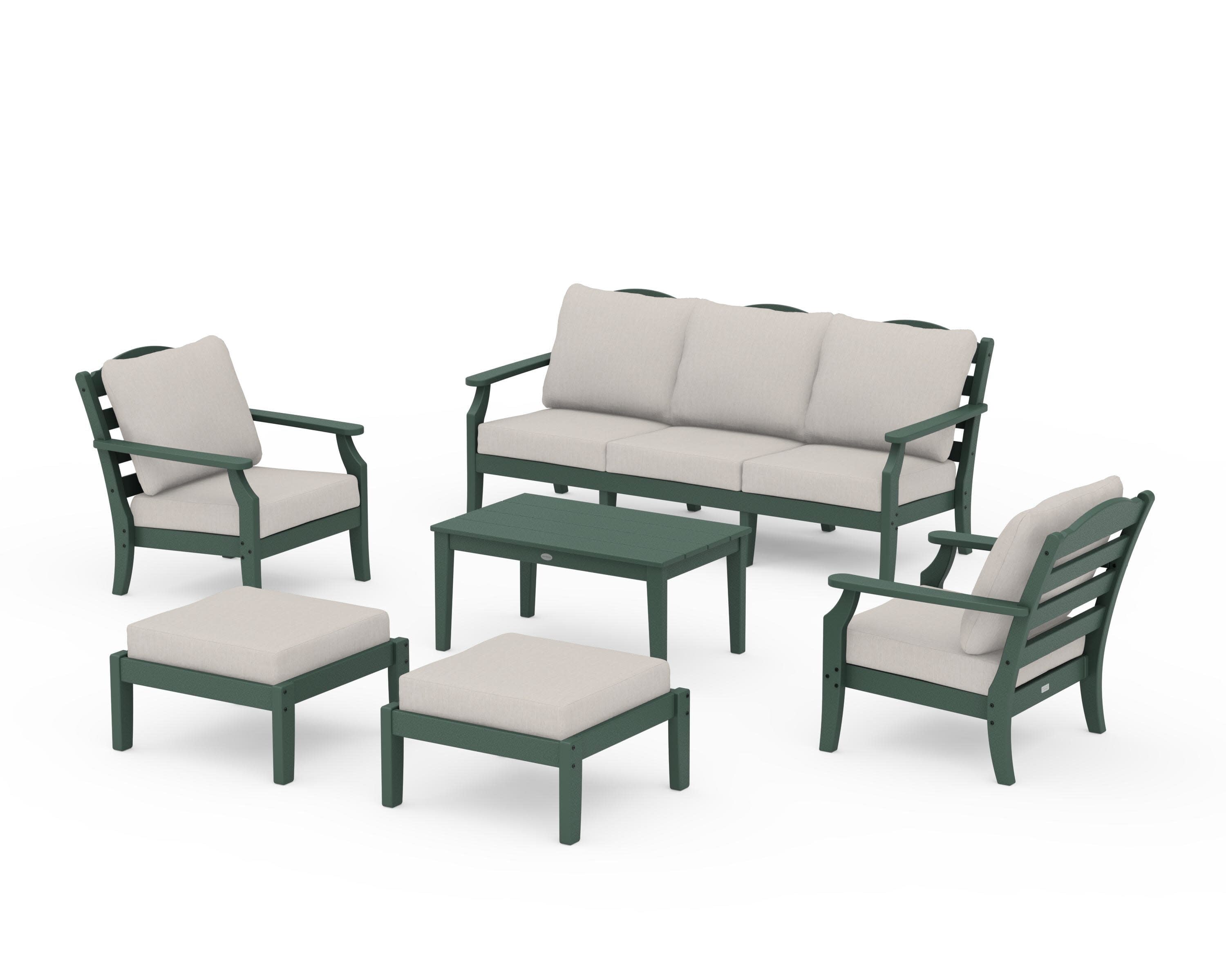 Savannah 6-Piece Lounge Sofa Set in Green / Cast Ash