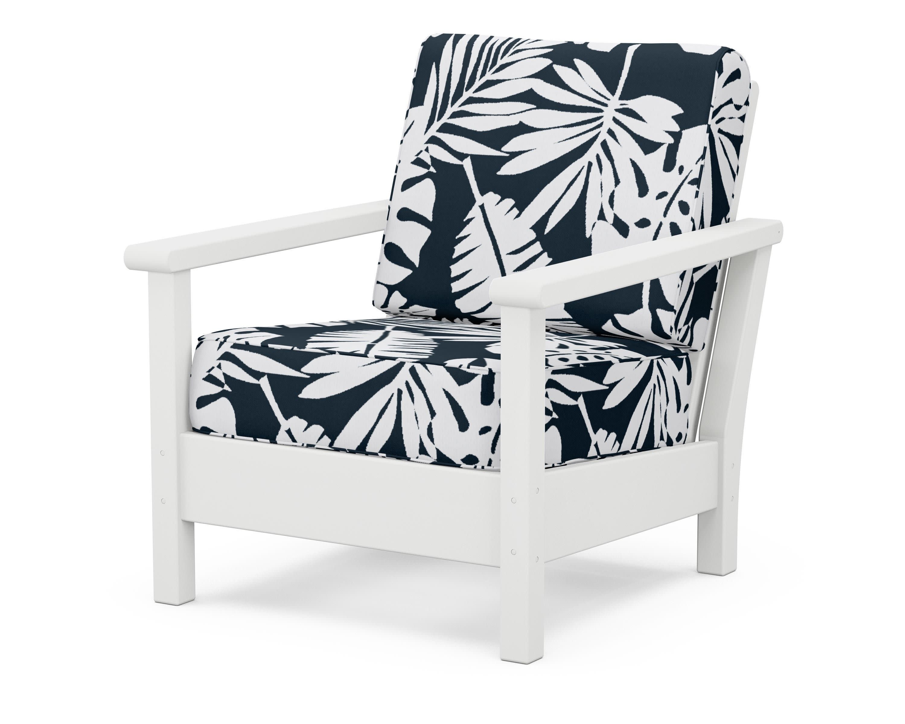 Harbour Deep Seating Chair in White / Leaf Marine Indigo