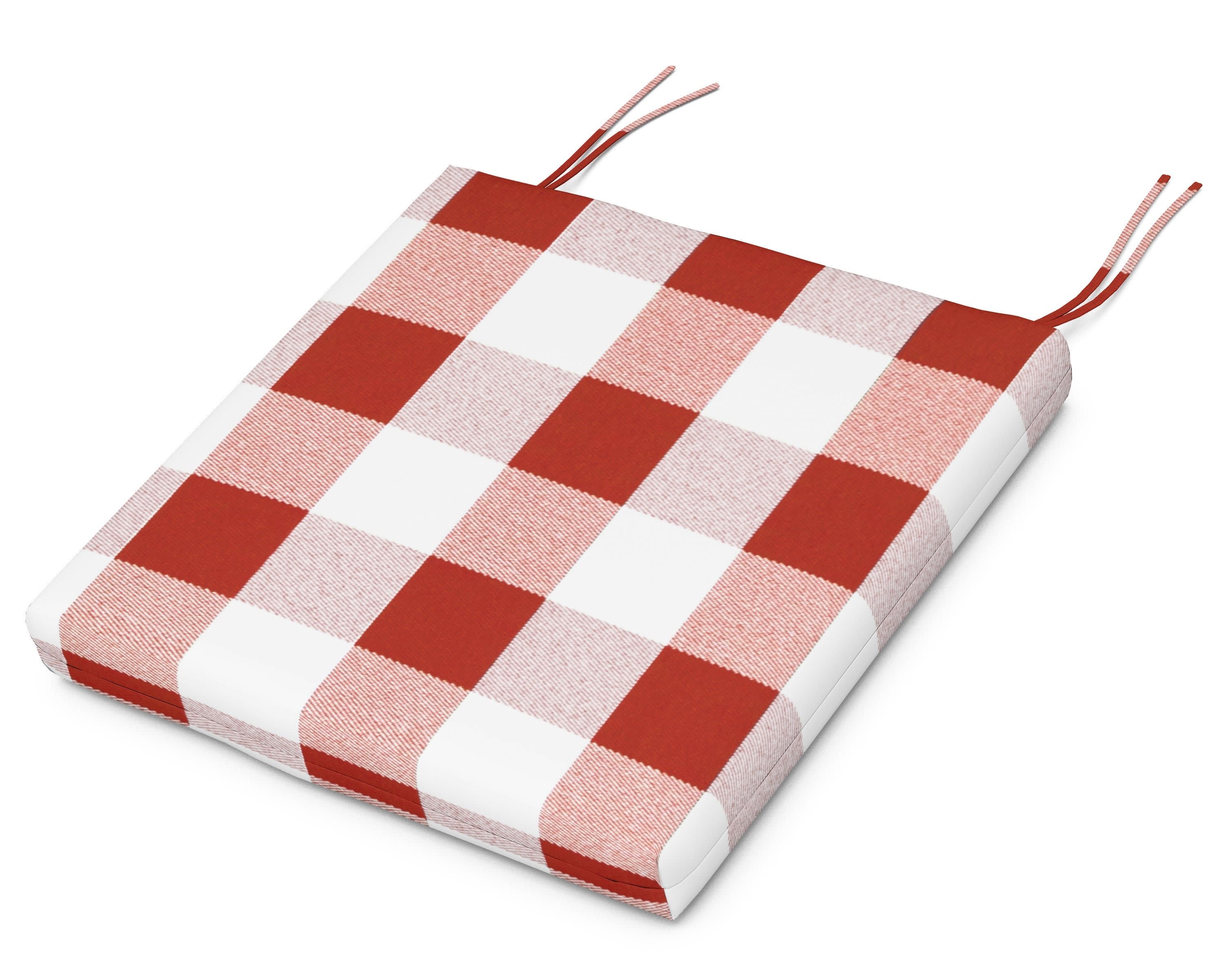Acadia Dining Side Seat Pad in Buffalo Plaid Crimson