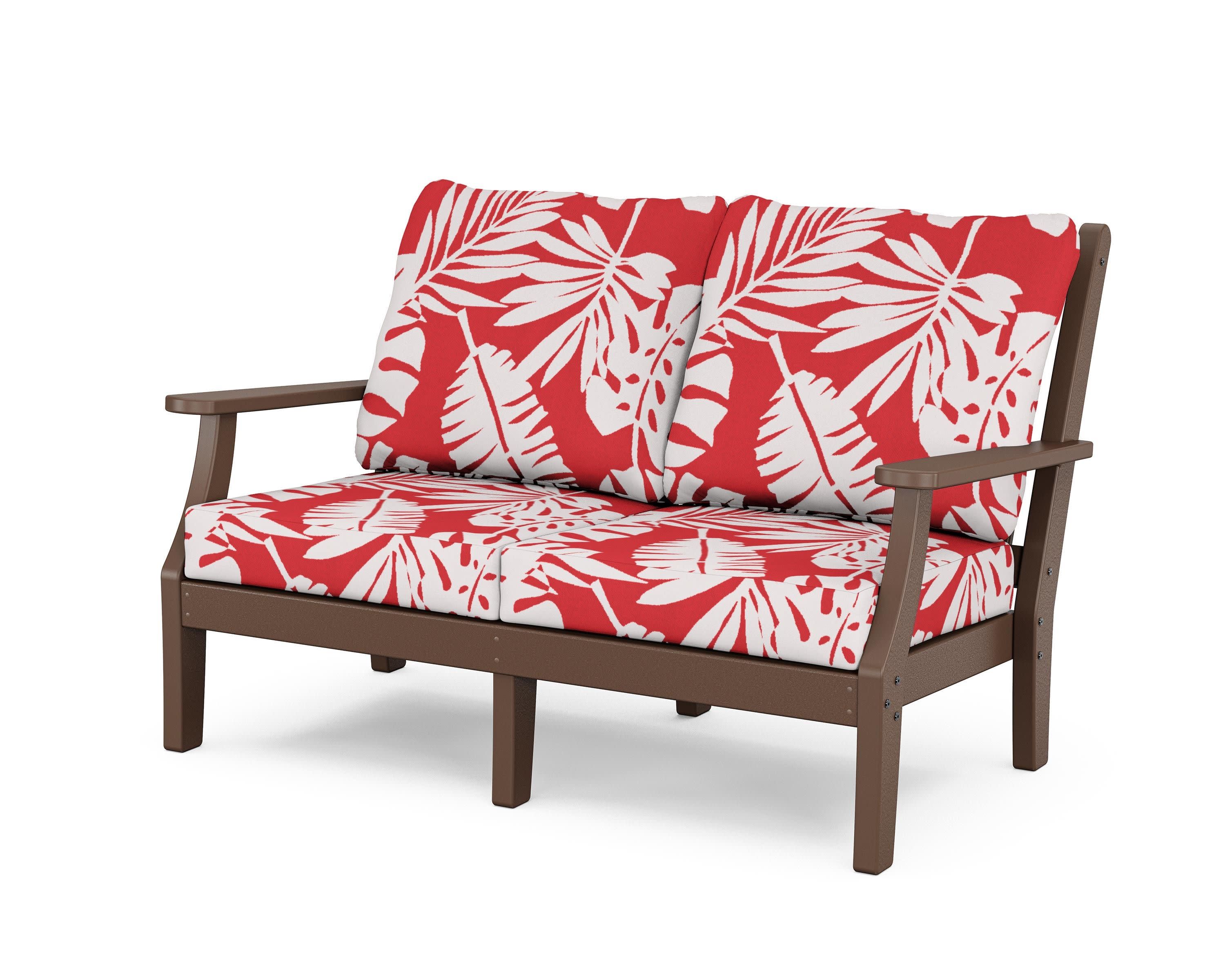 Wovendale Deep Seating Loveseat in Mahogany / Leaf Crimson