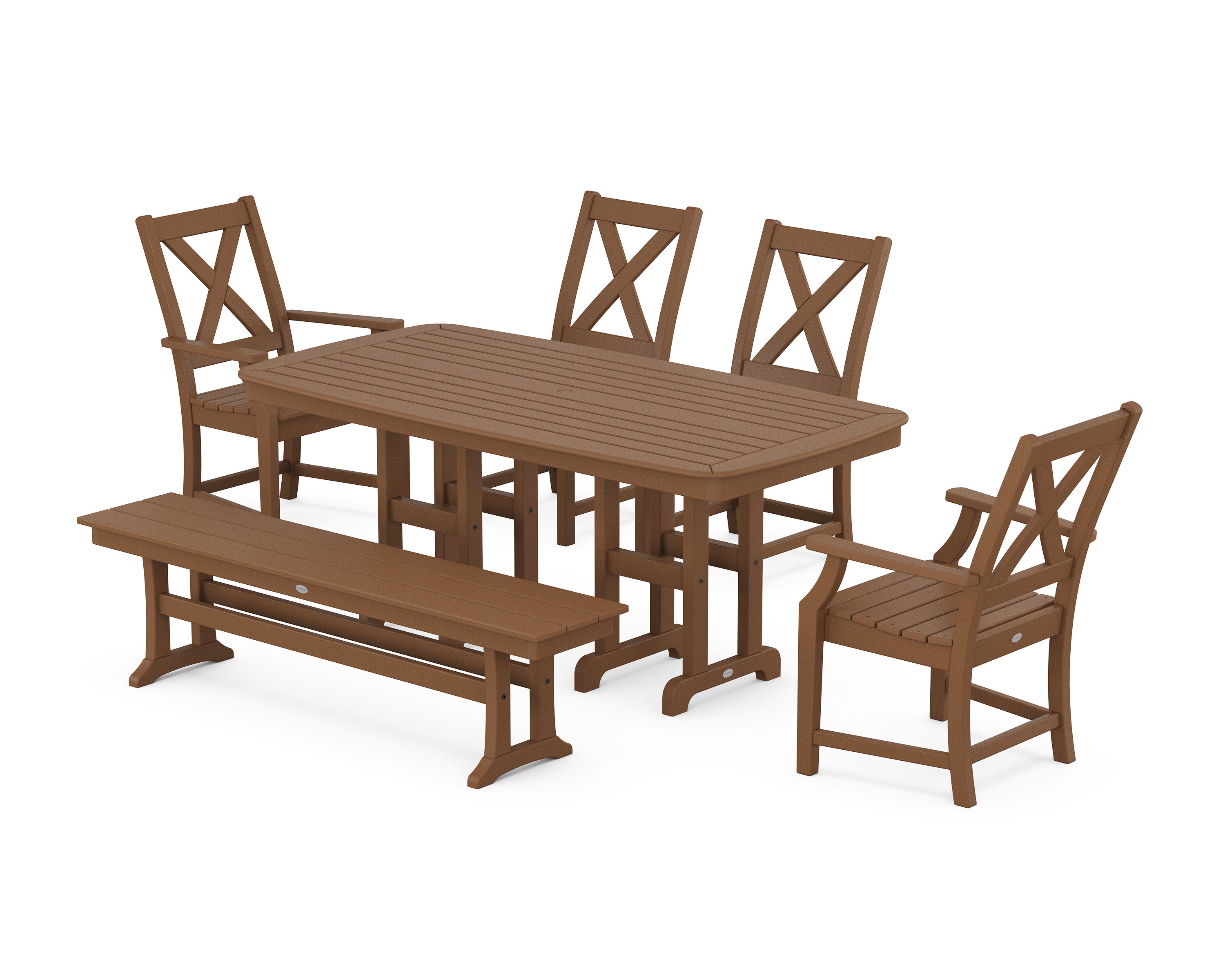 Braxton 6-Piece Dining Set with Bench in Teak