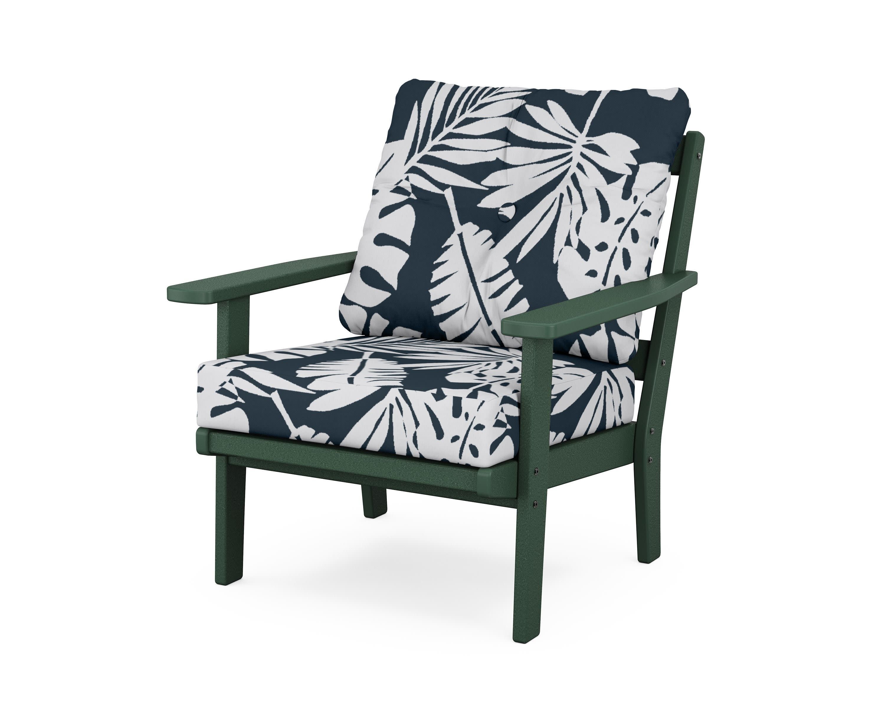 Oxford Deep Seating Chair in Green / Leaf Marine Indigo