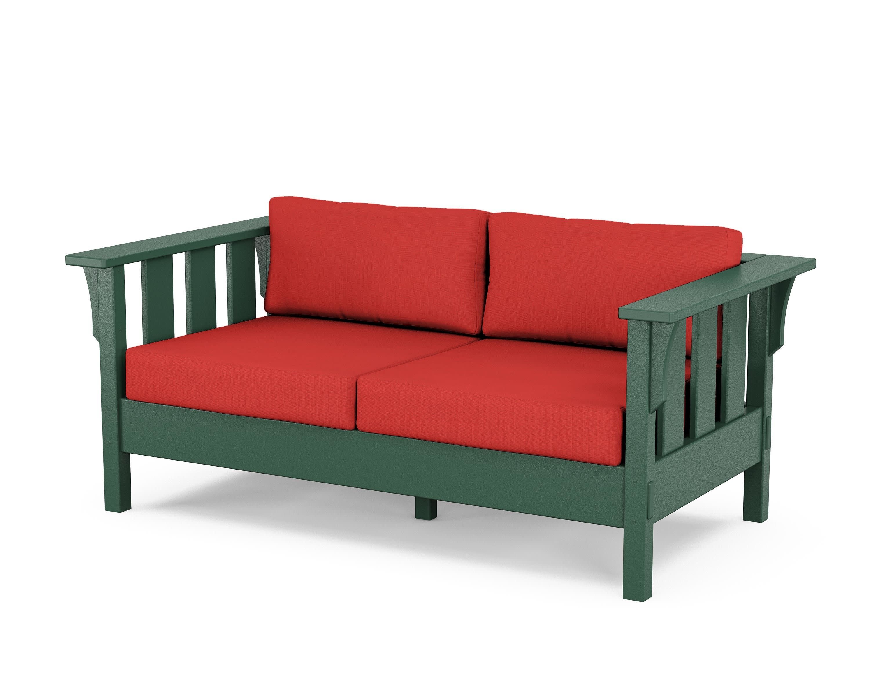 Acadia Deep Seating Loveseat in Green / Crimson Linen