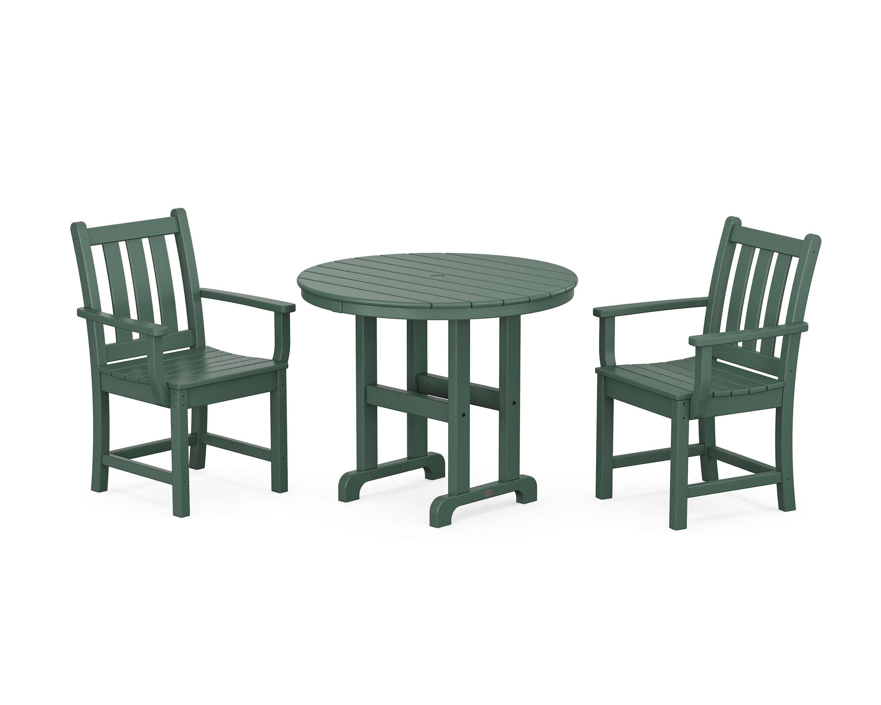 Traditional Garden 3-Piece Round Dining Set in Green