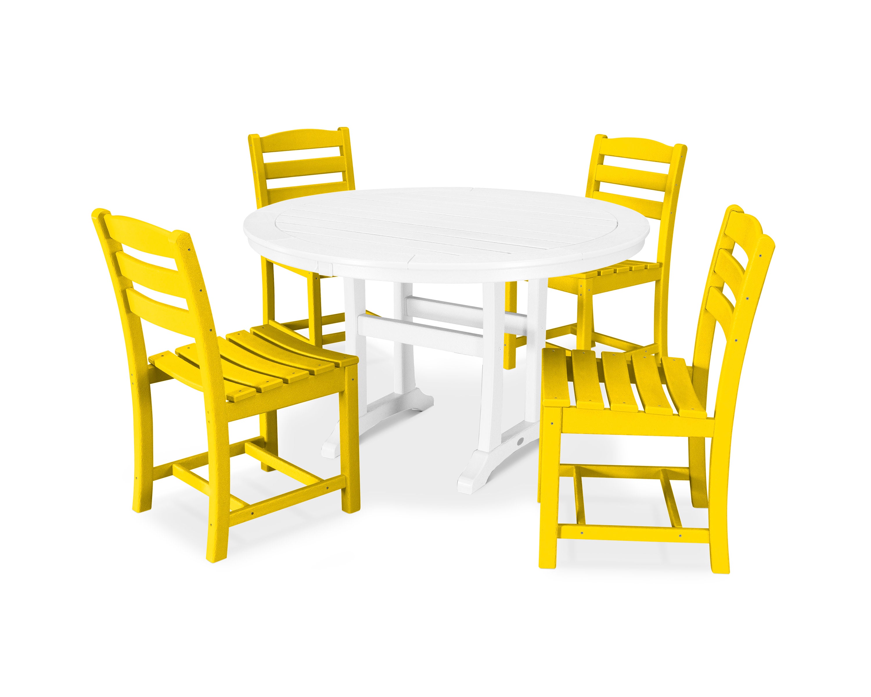 La Casa Caf 5-Piece Side Chair Dining Set in Lemon / White