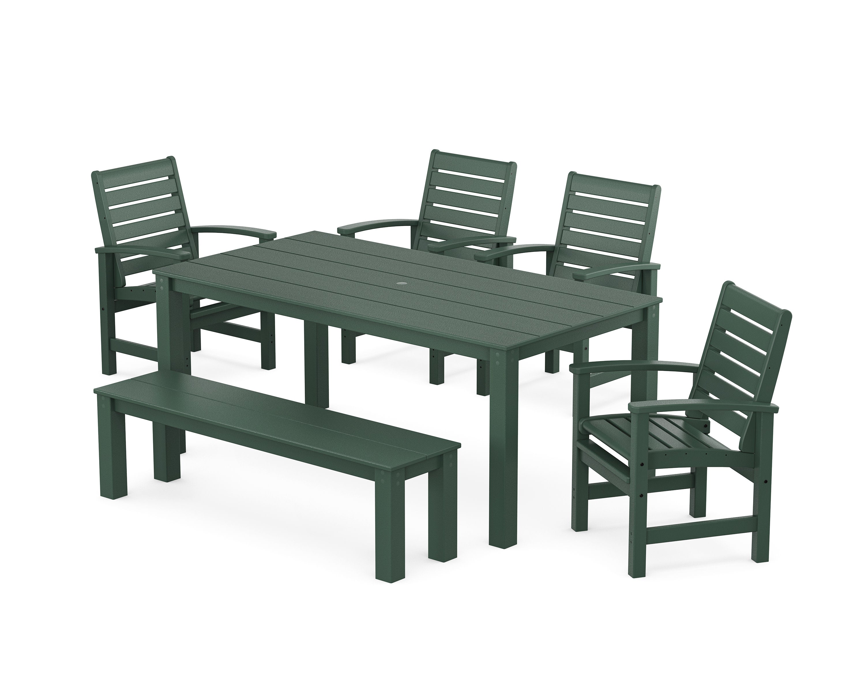 Signature 6-Piece Parsons Dining Set with Bench in Green