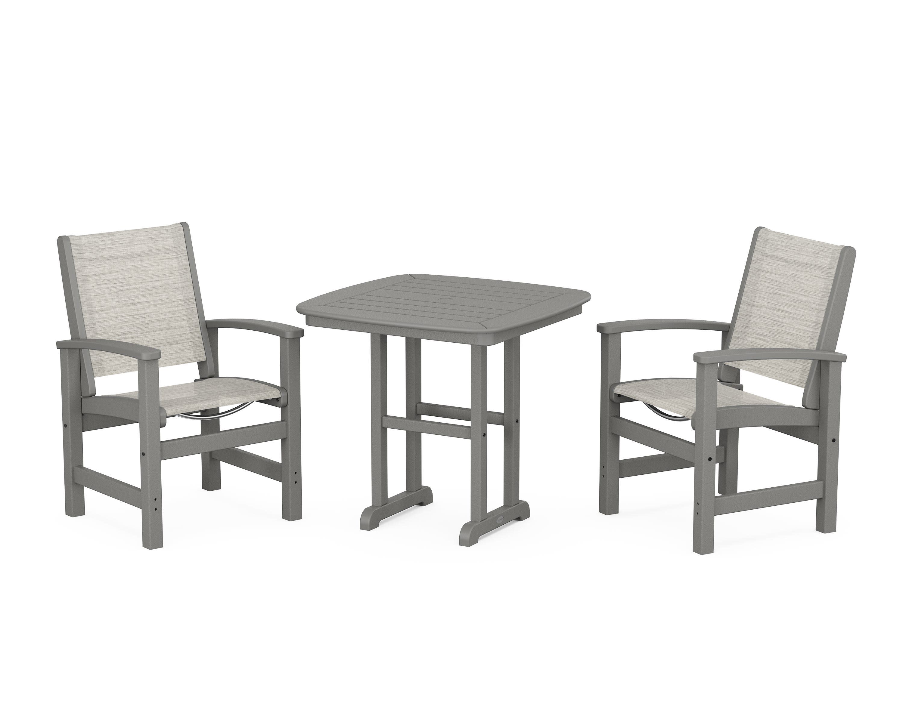 Coastal 3-Piece Dining Set in Slate Grey / Birch Sling