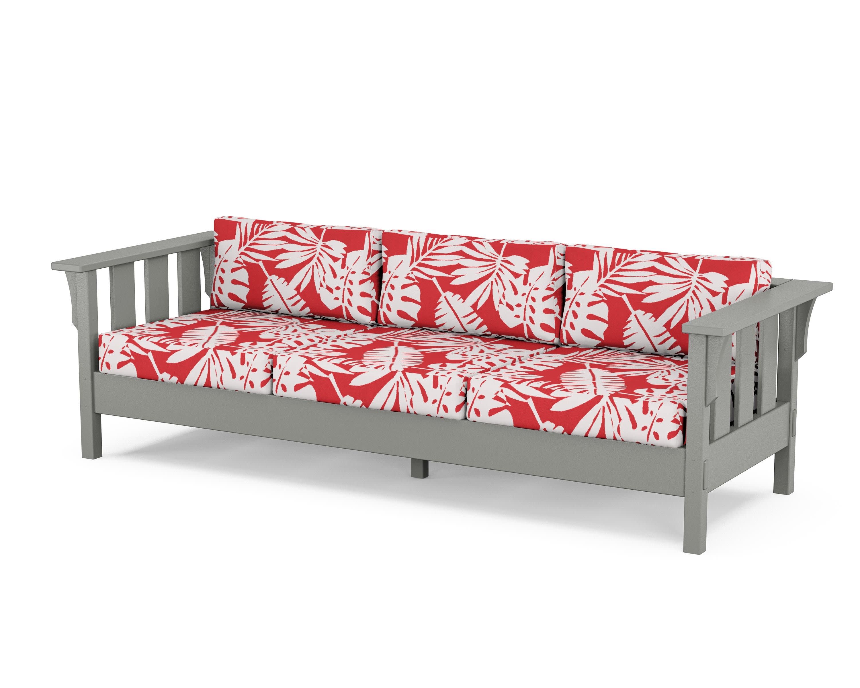 Acadia Deep Seating Sofa in Slate Grey / Leaf Crimson