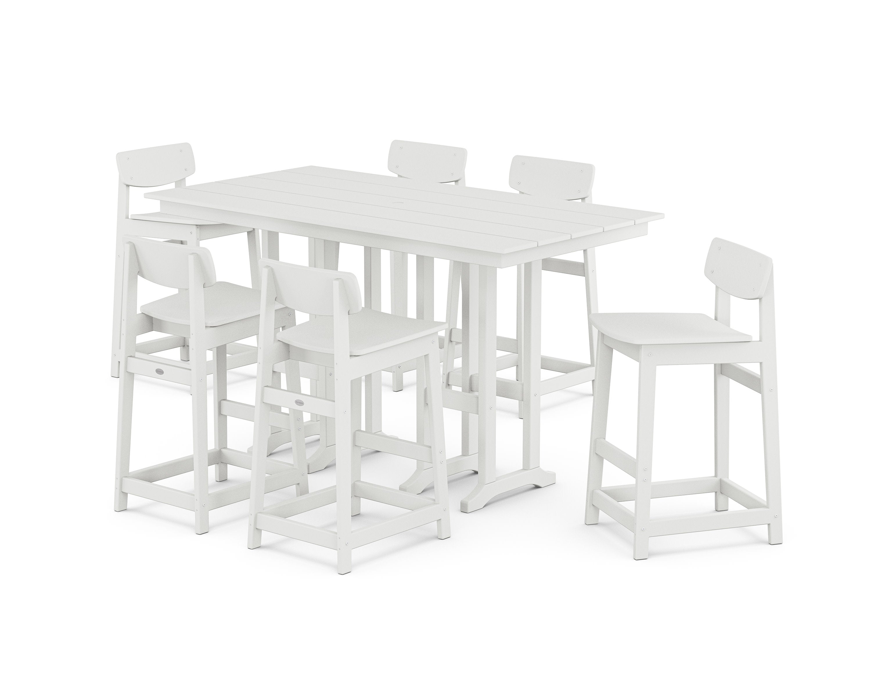 Modern Studio Urban Lowback Bar Chair 7-Piece Set in White