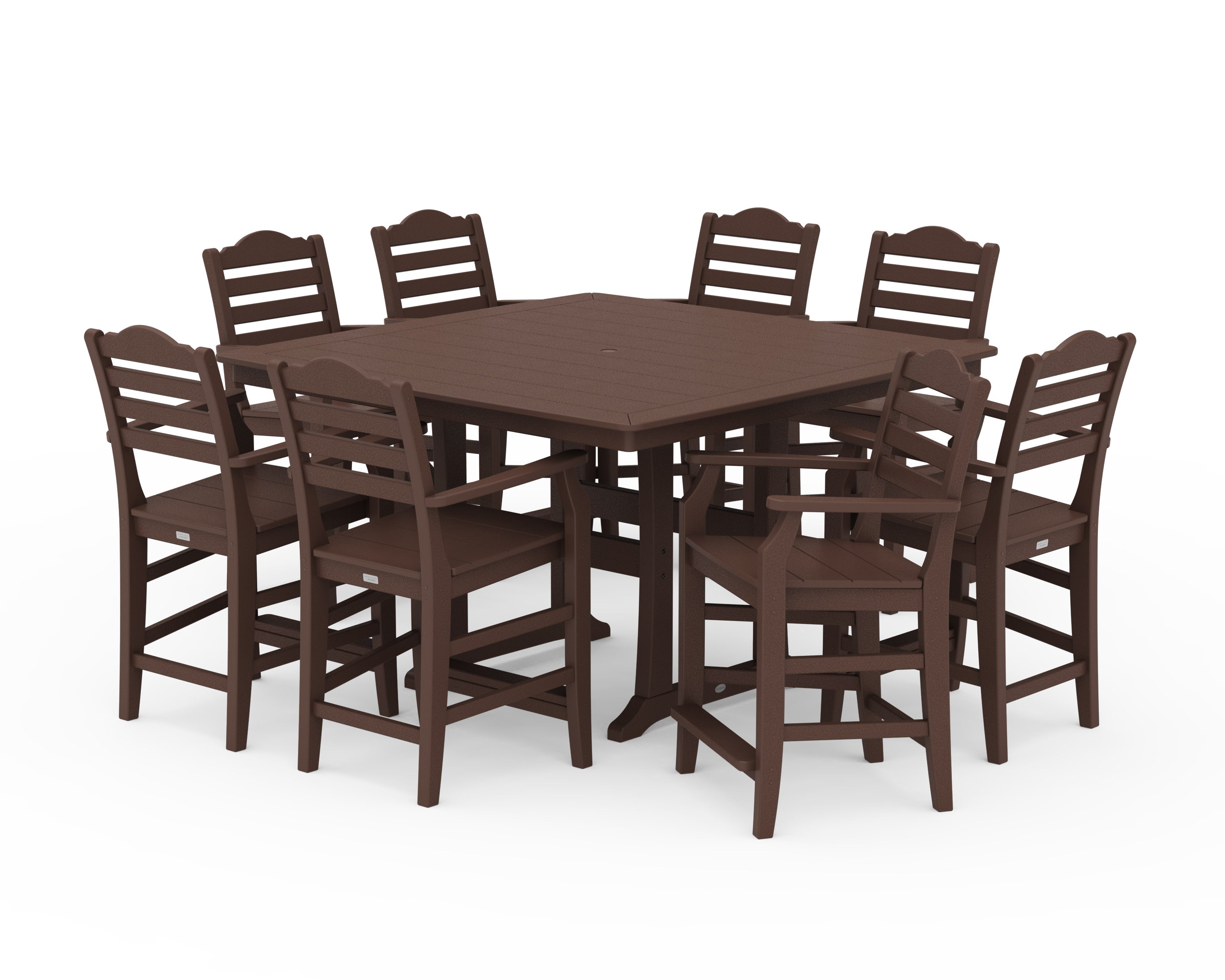 Savannah 9-Piece Square Counter Set with Trestle Legs in Mahogany