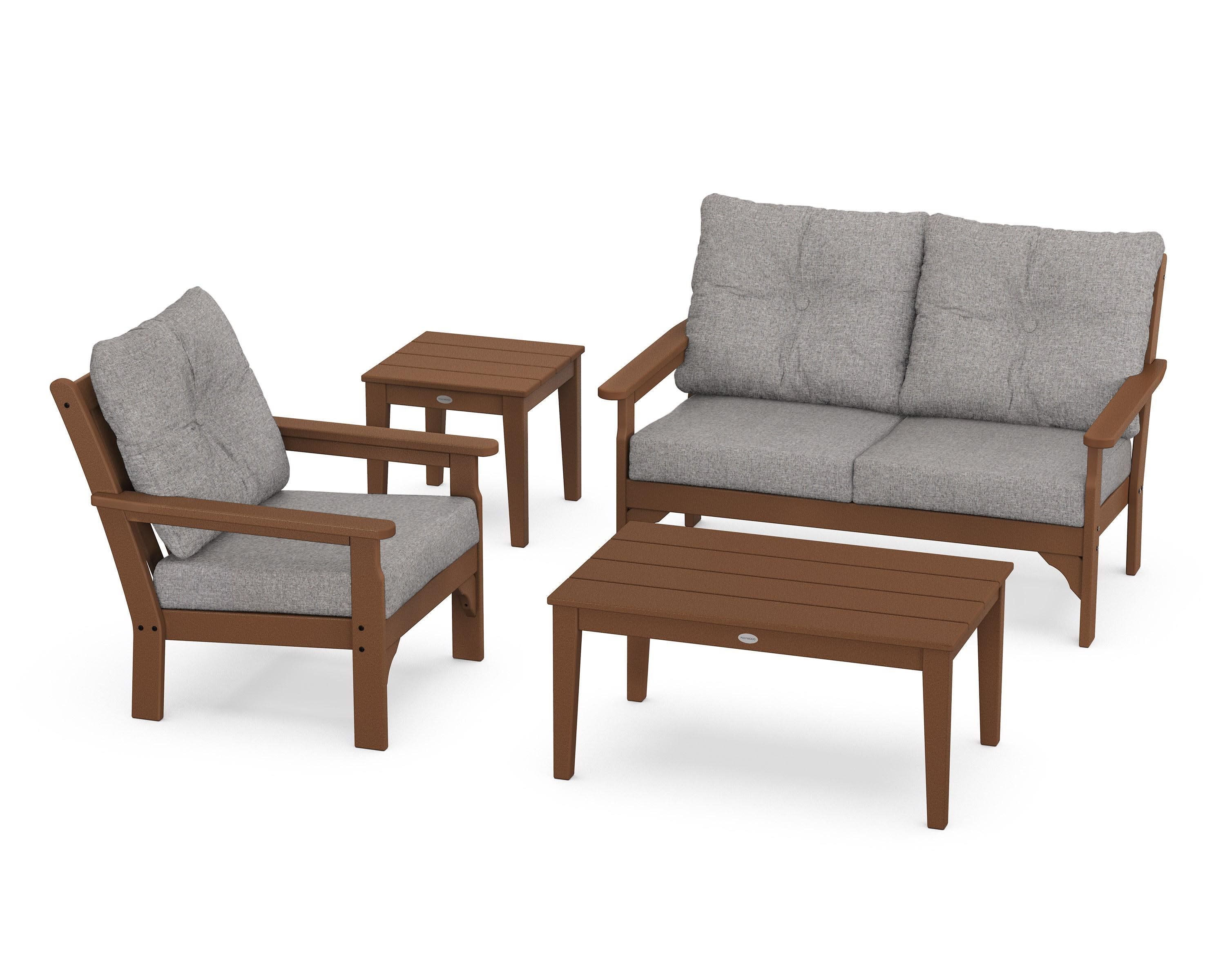 Vineyard 4-Piece Deep Seating Set in Teak / Grey Mist