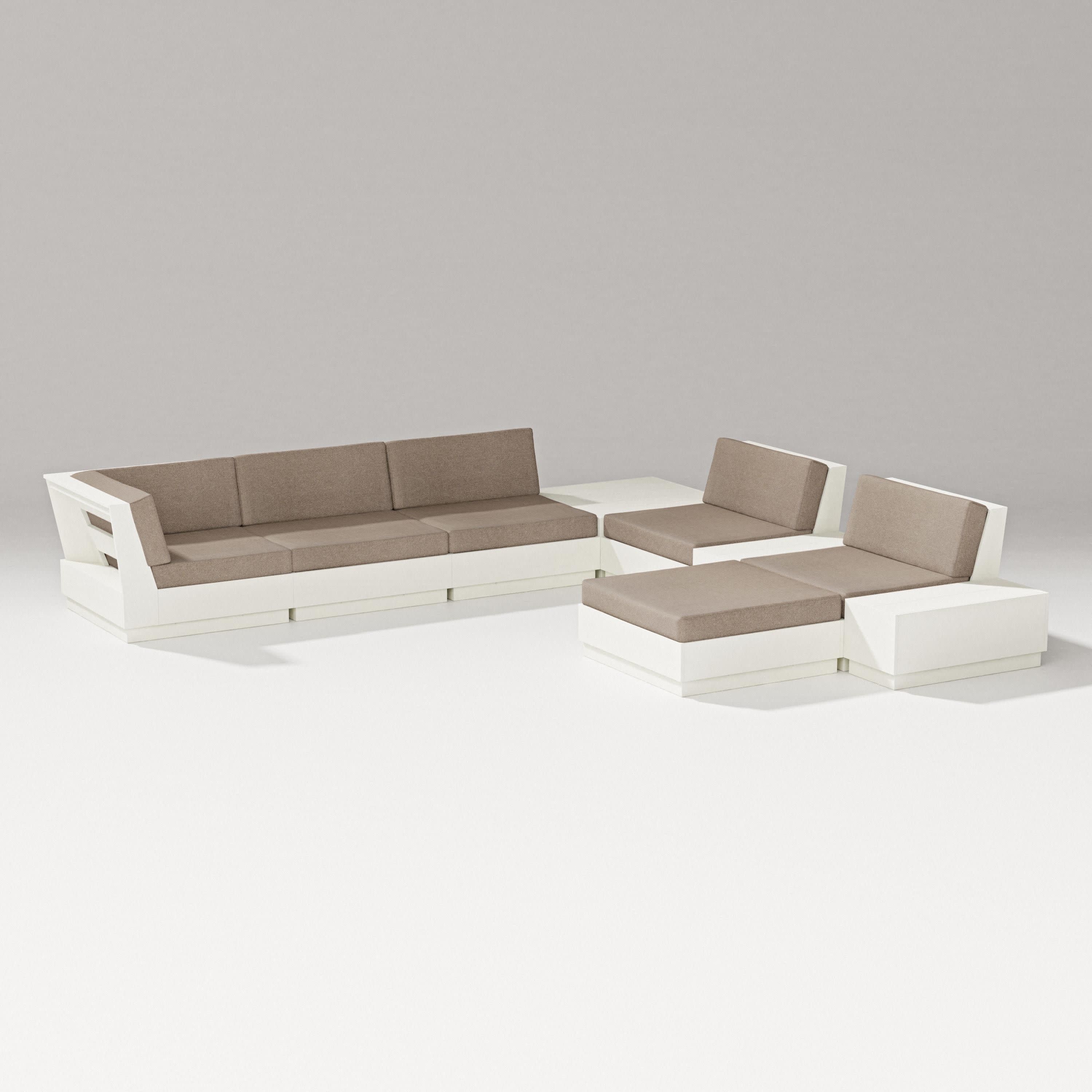 Elevate 9-Piece Conversation Sectional in Vintage White / Spiced Burlap