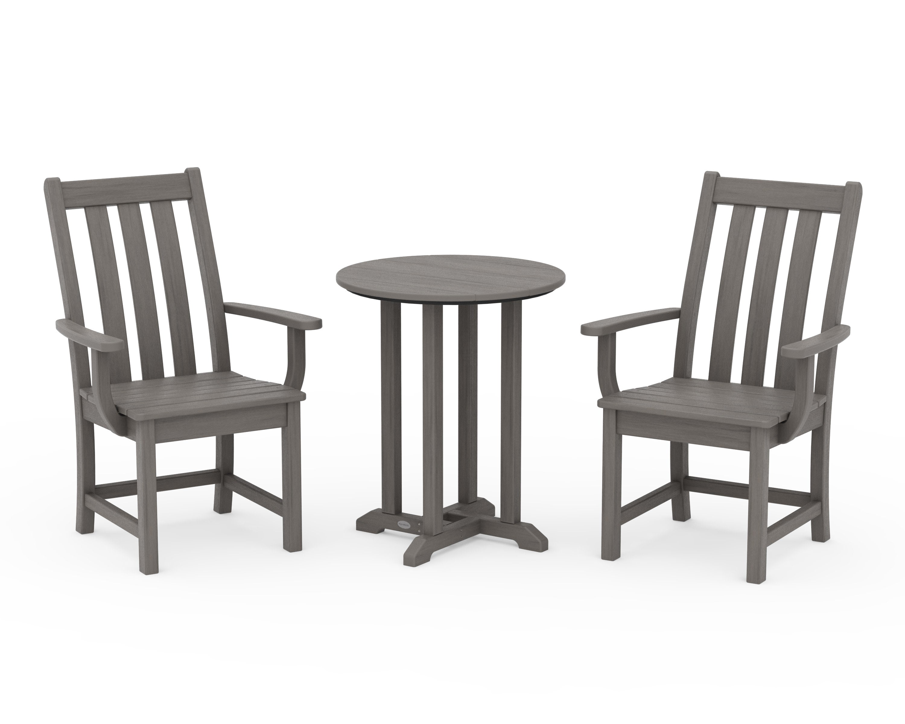Vineyard 3-Piece Round Bistro Dining Set in Driftwood