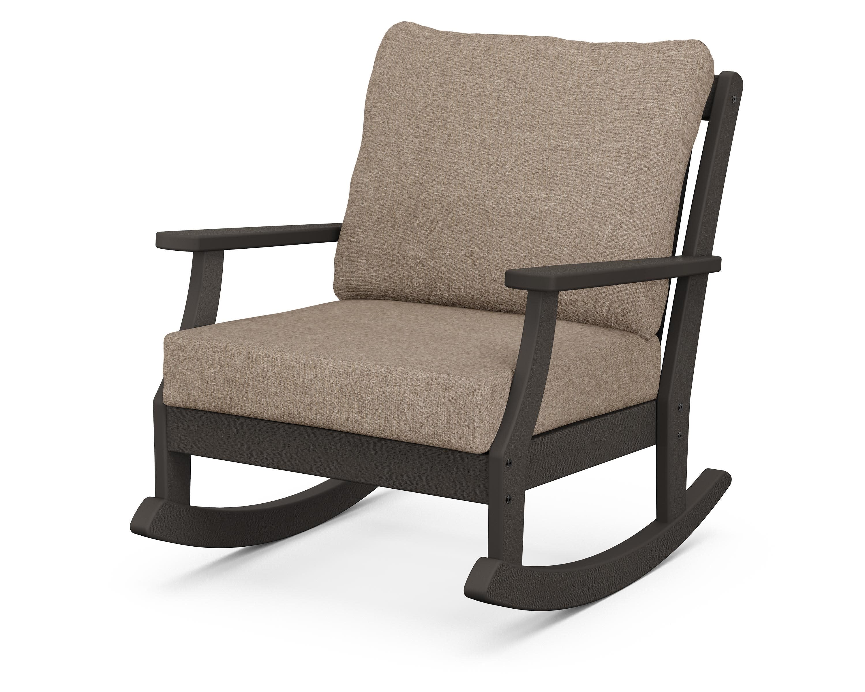 Braxton Deep Seating Rocking Chair in Vintage Coffee / Spiced Burlap