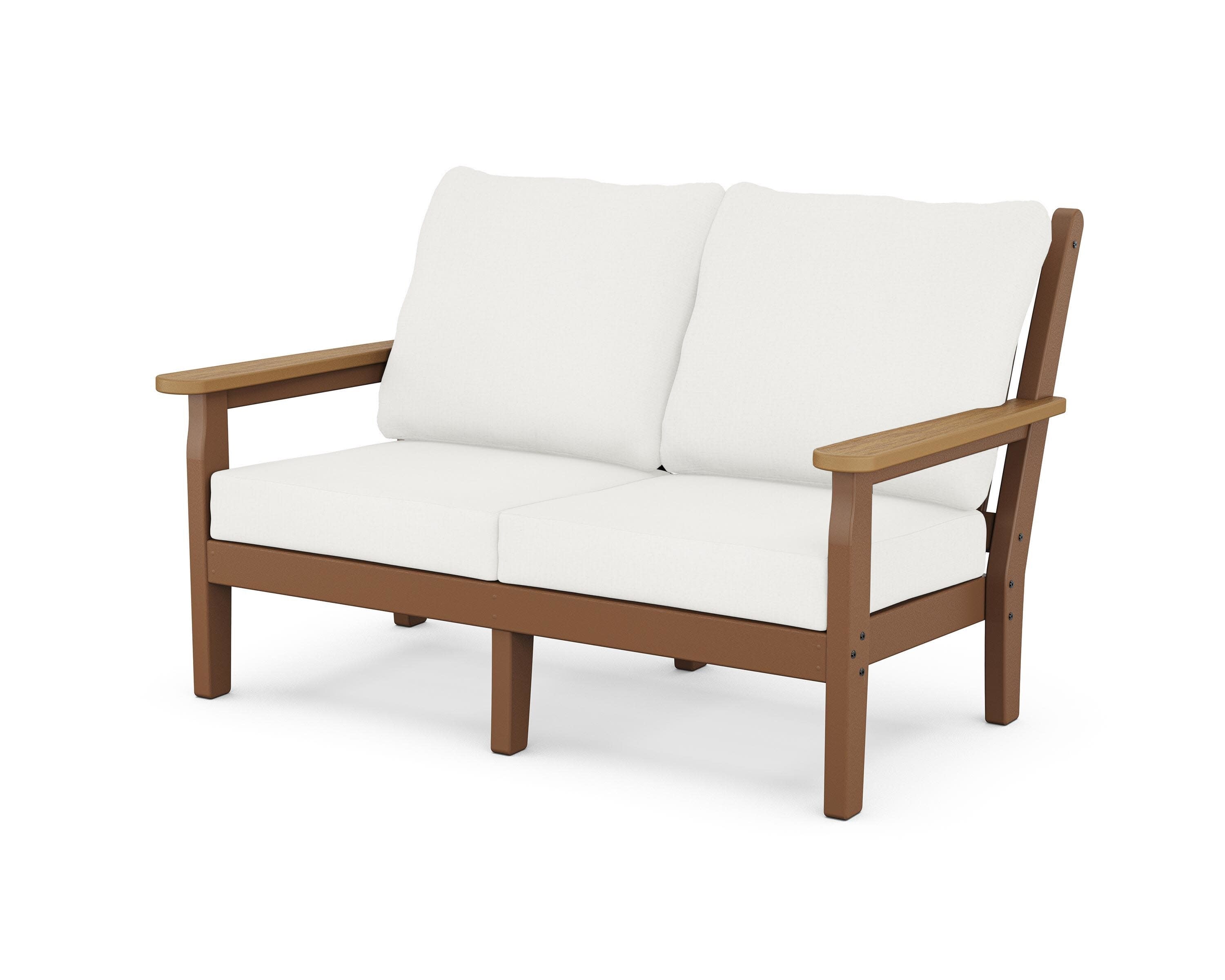 Chippendale Deep Seating Loveseat in Teak / Natural / Natural Linen