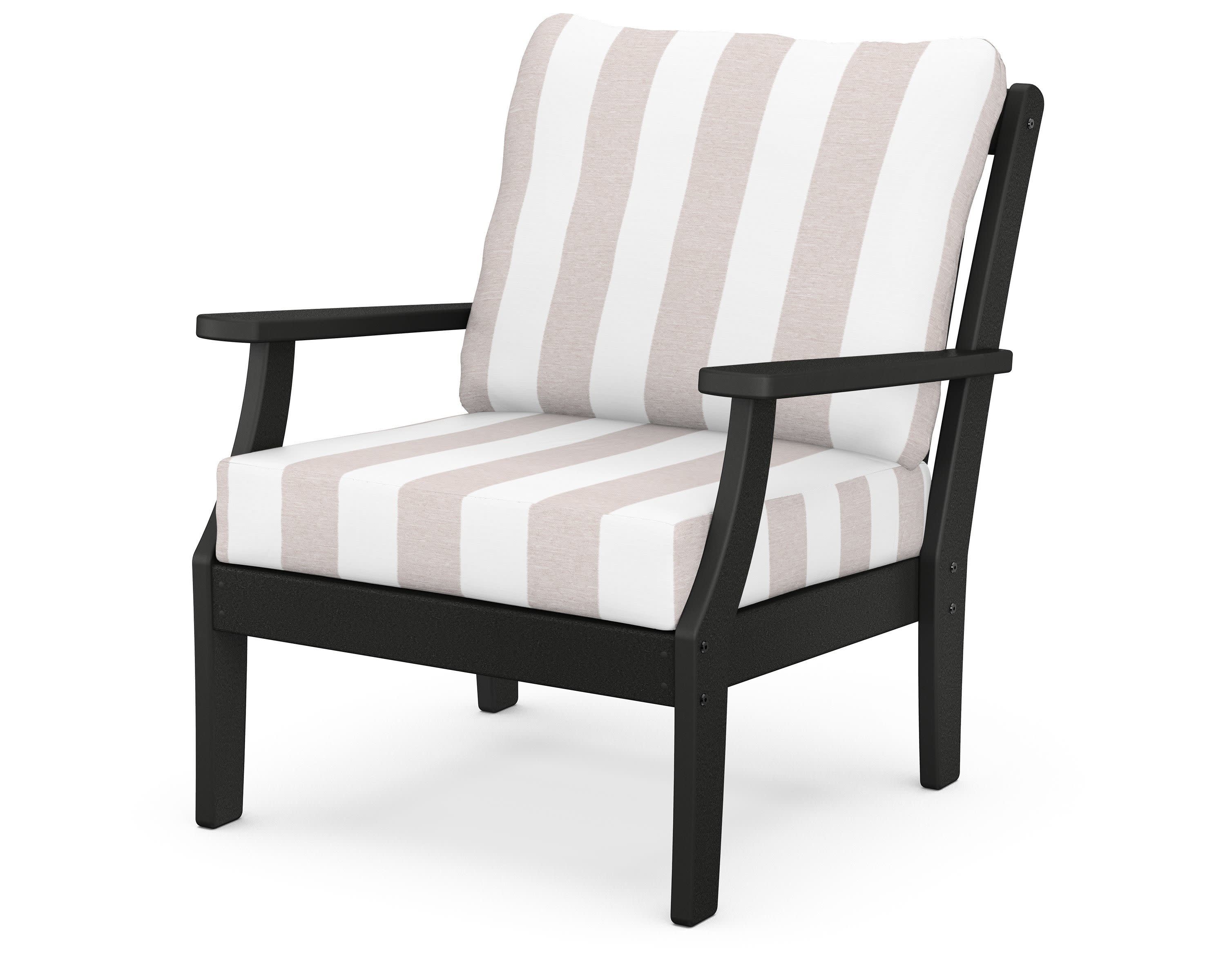 Braxton Deep Seating Chair in Black / Cabana Stripe Dune Burlap