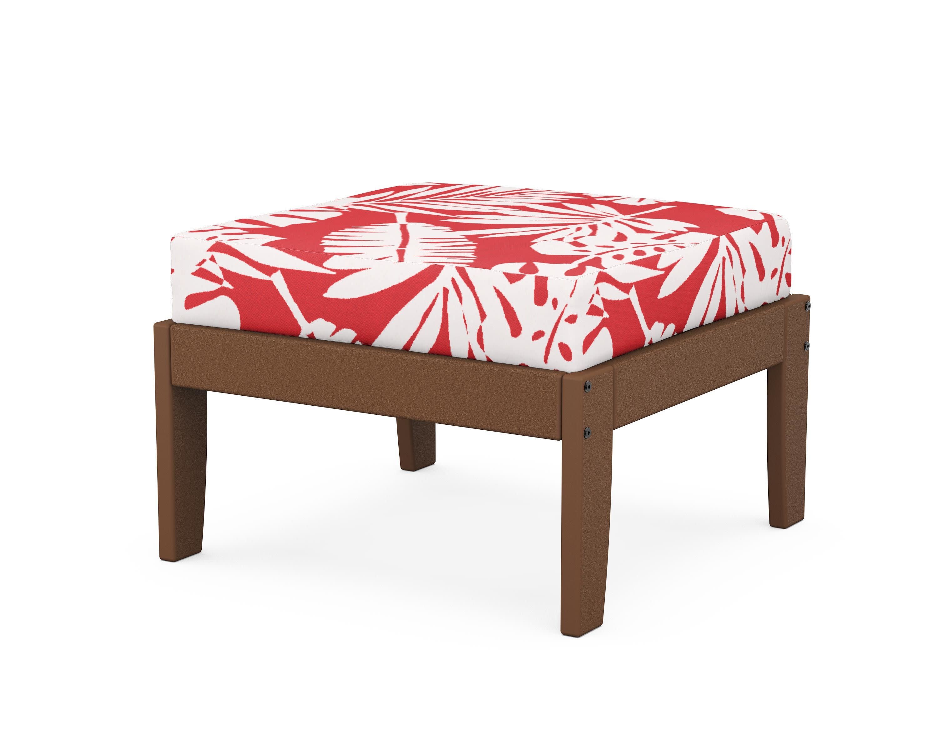 Modular Ottoman - Classic in Teak / Leaf Crimson