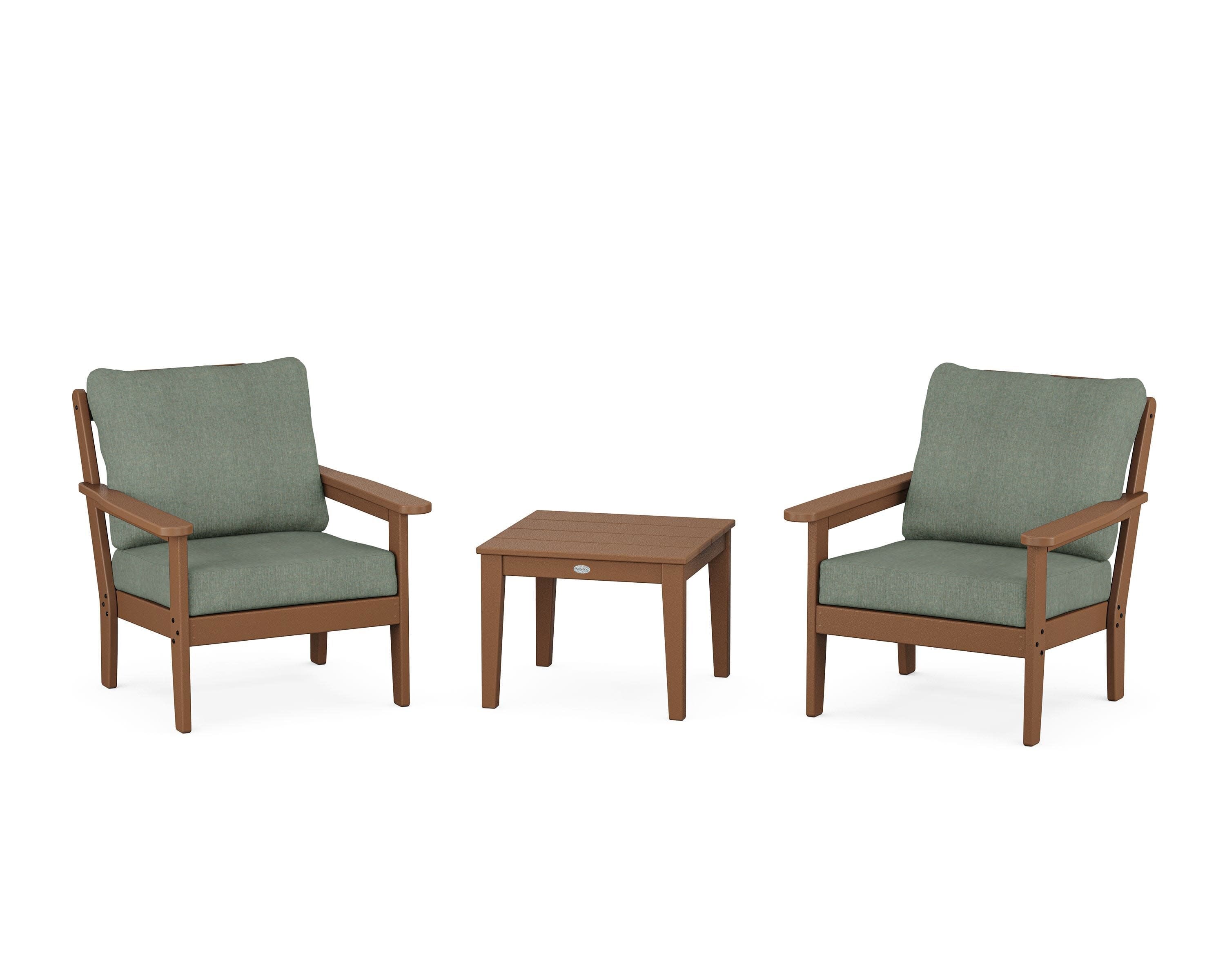 Cottage 3-Piece Deep Seating Set in Teak / Cast Sage
