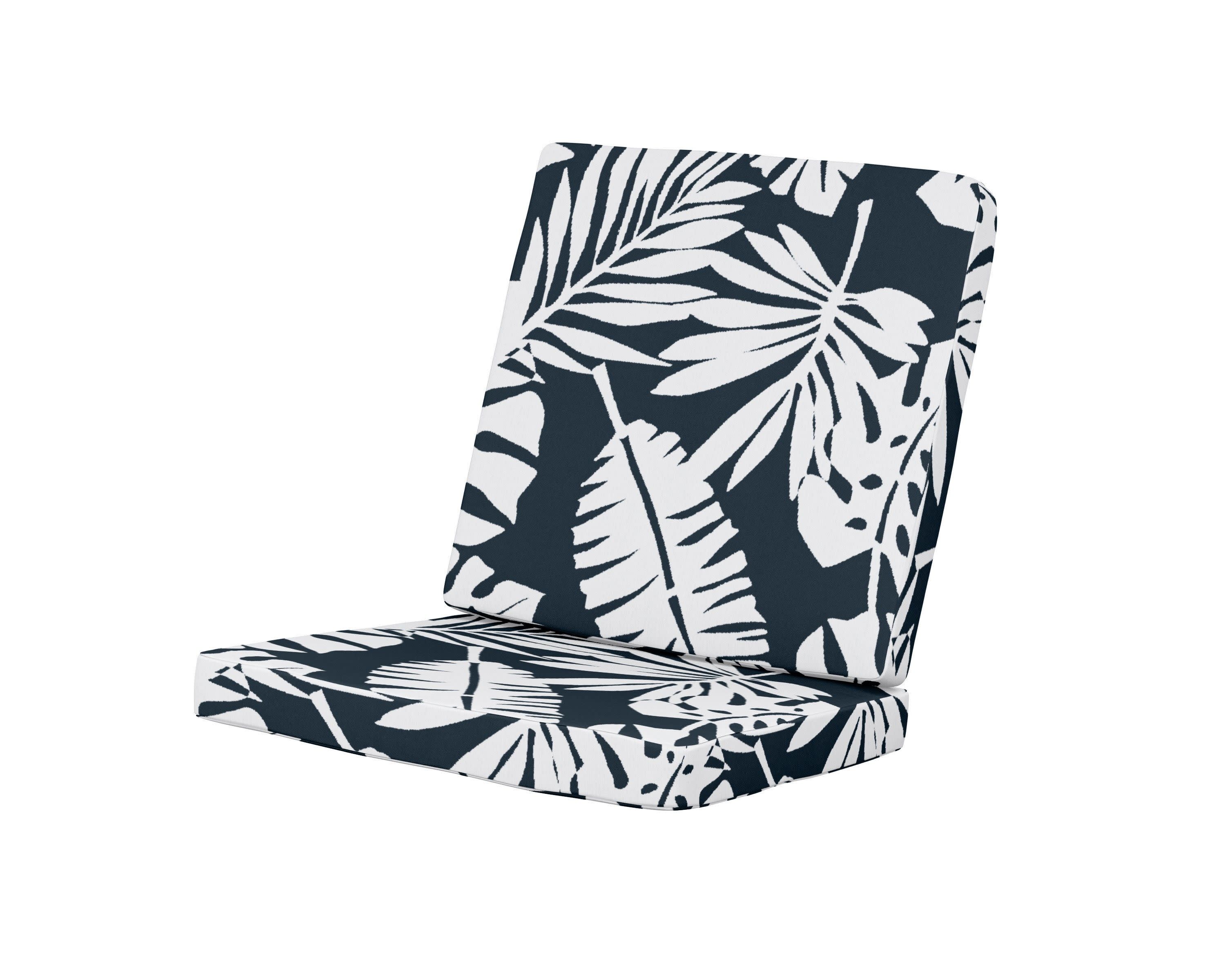 Modern Chair Cushion in Leaf Marine Indigo