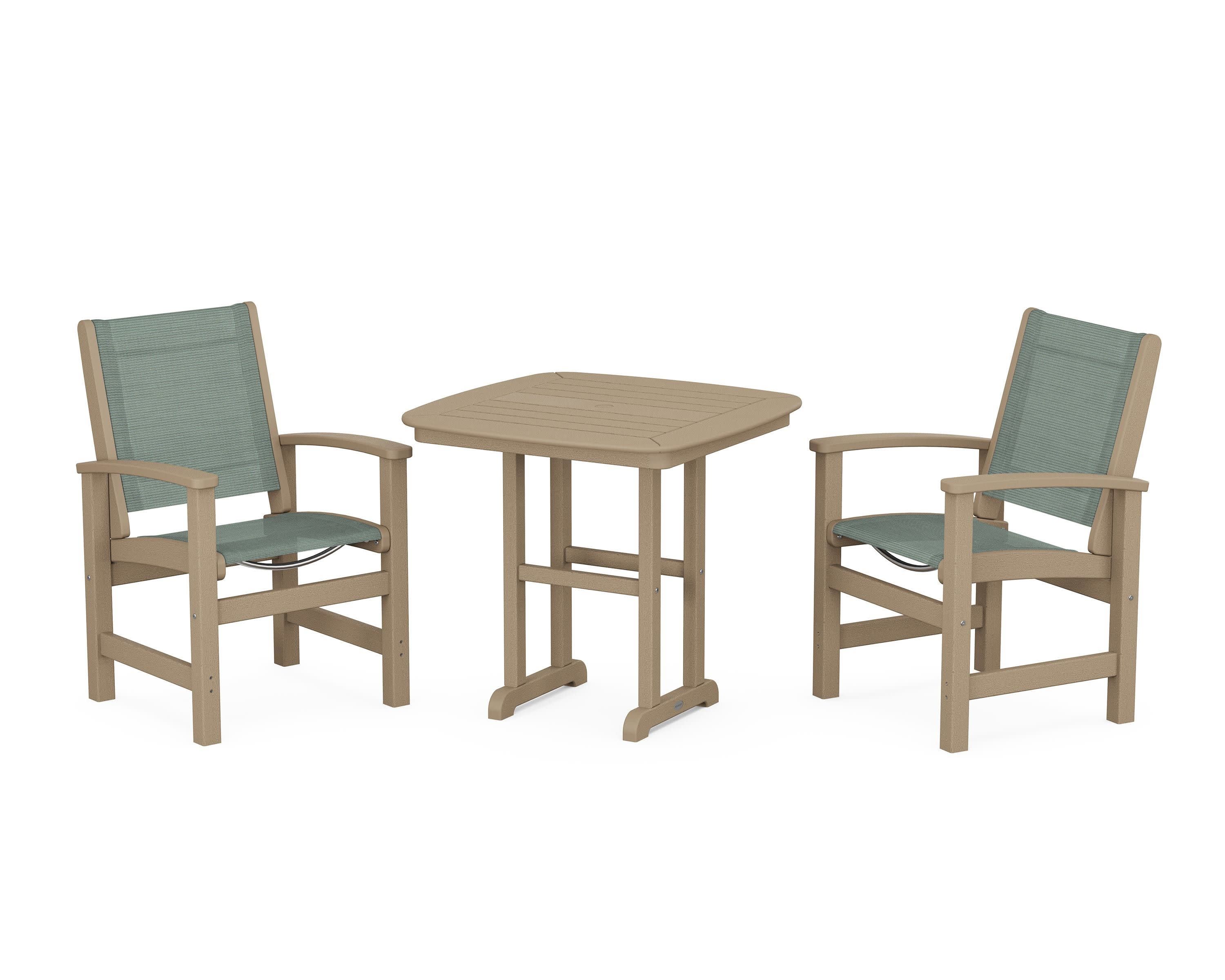 Coastal 3-Piece Dining Set in Vintage Sahara / Dupioni Sea Mist Sling