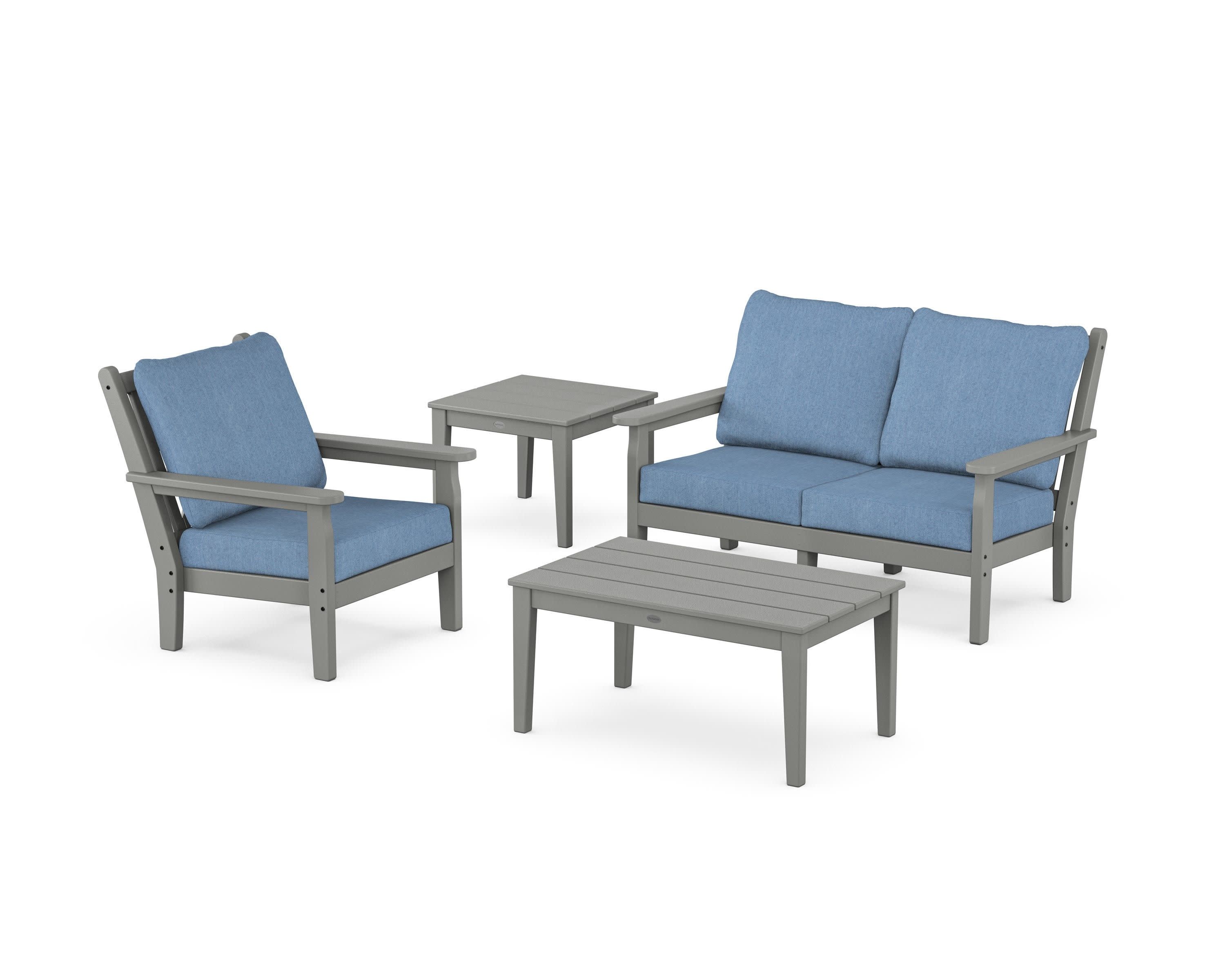 Chippendale 4-Piece Deep Seating Set in Slate Grey / Sky Blue